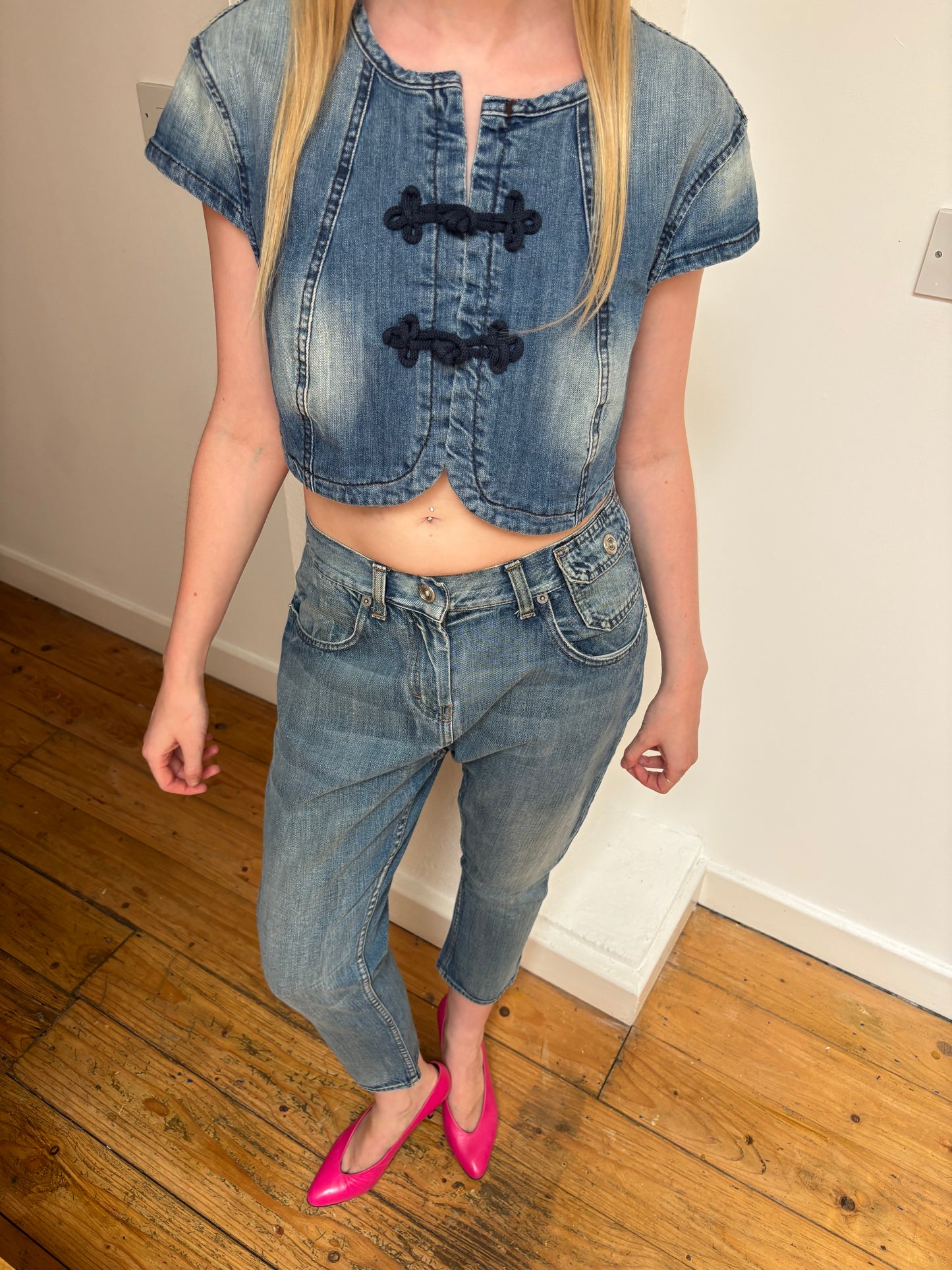 Benetton Denim Cropped Jacket