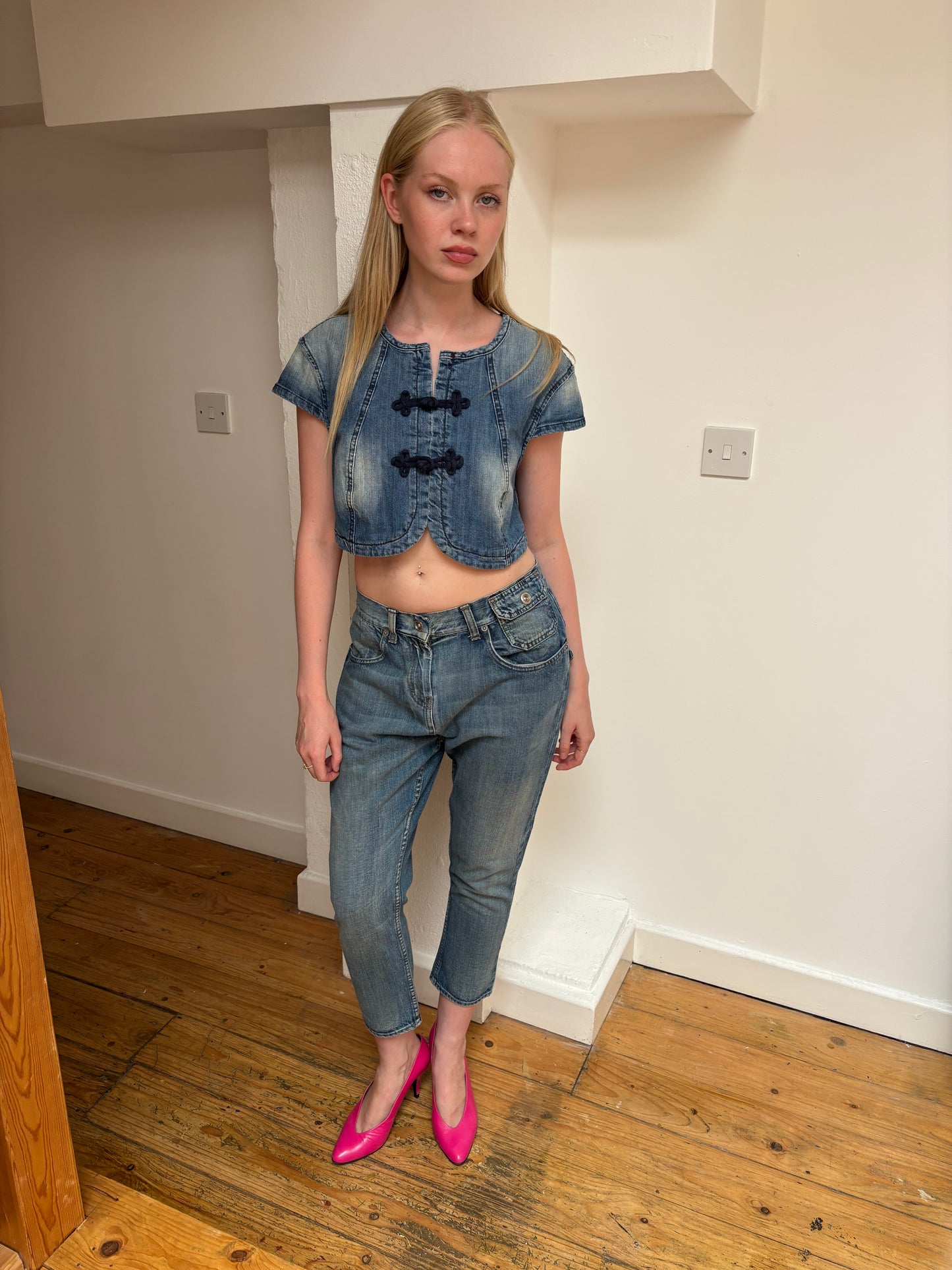 Benetton Denim Cropped Jacket