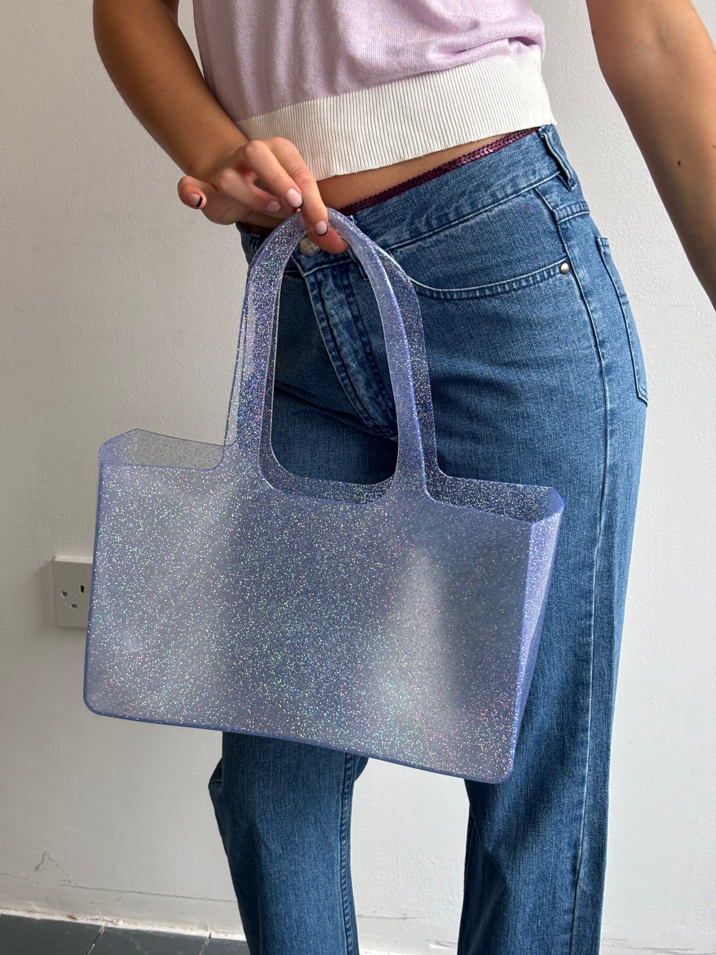 Silver Glitter Jelly Bag