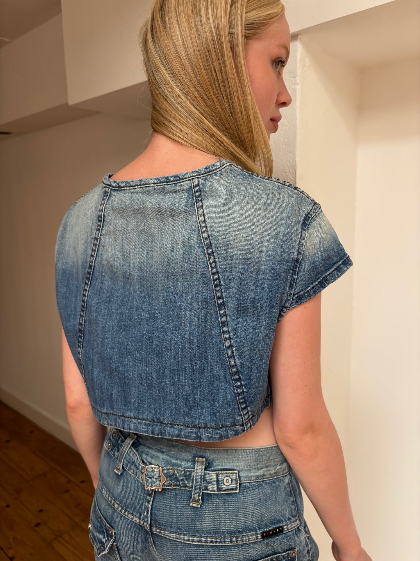 Benetton Denim Cropped Jacket