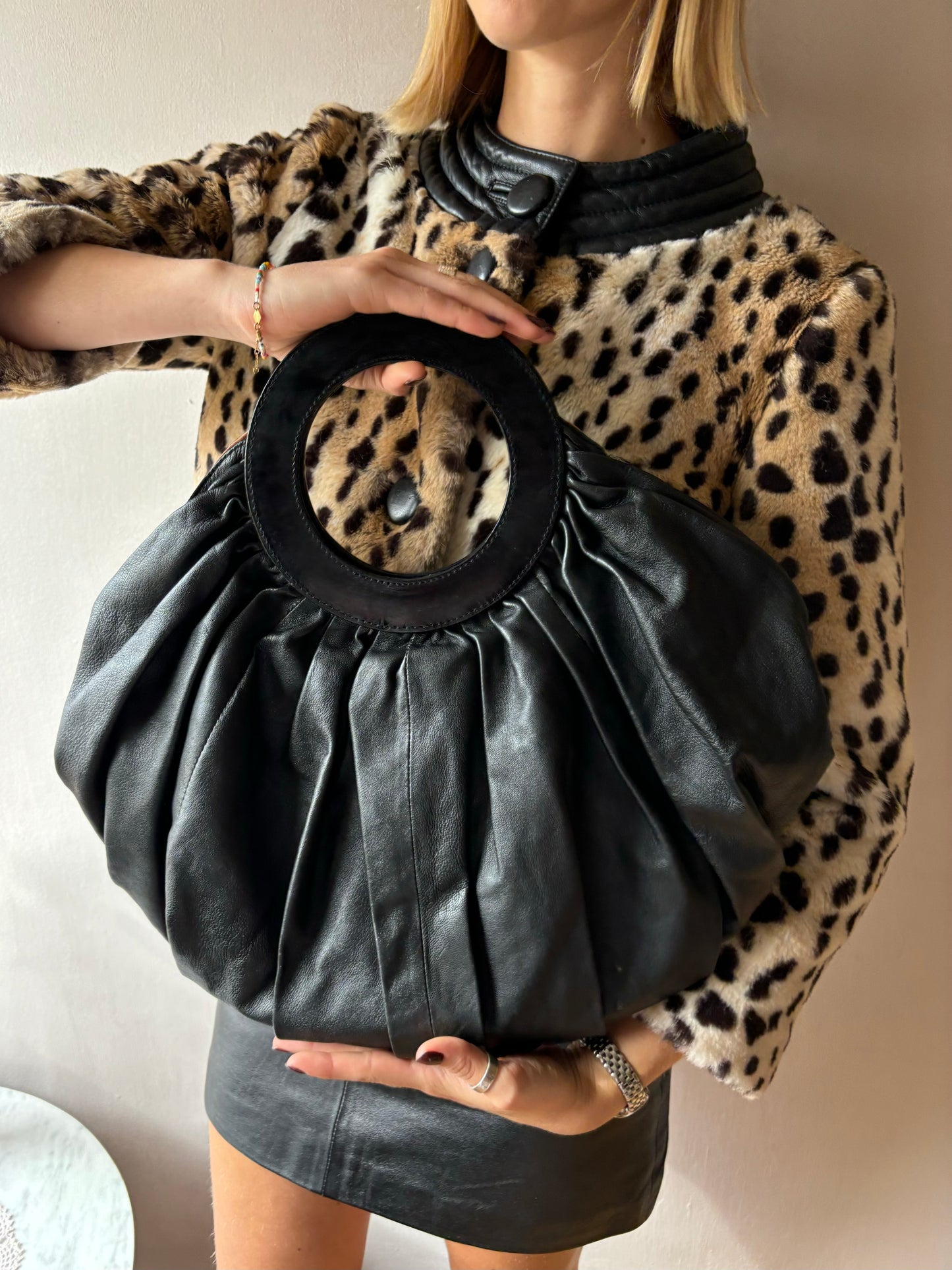 John Rocha Black Leather Bag