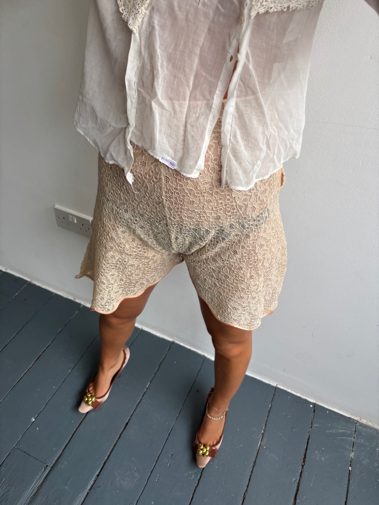 Vintage 1930s Nude Lace Shorts