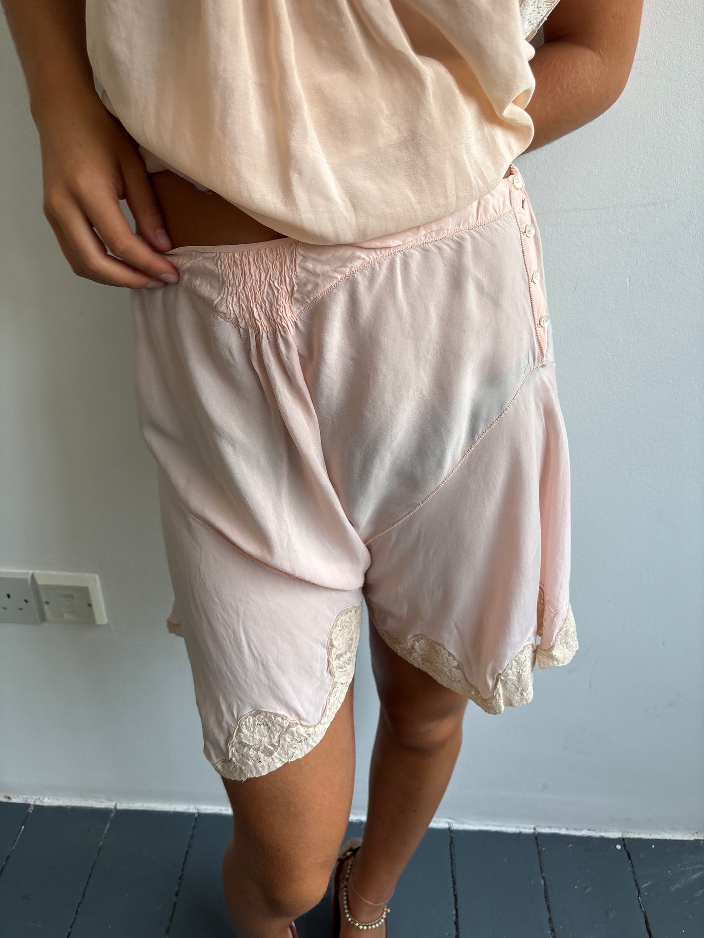 Vintage 1930s Pink Silk Cami Shorts