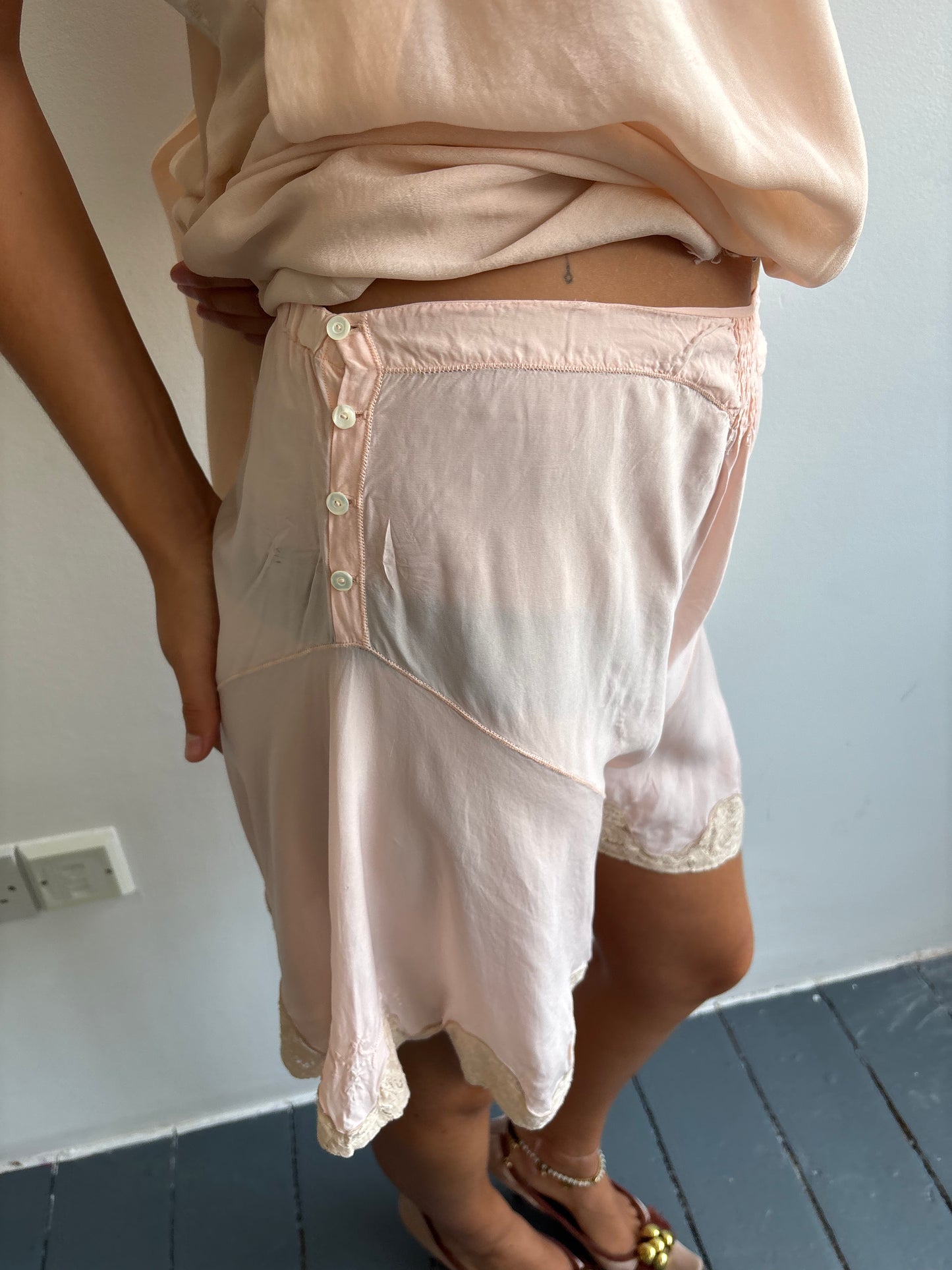 Vintage 1930s Pink Silk Cami Shorts