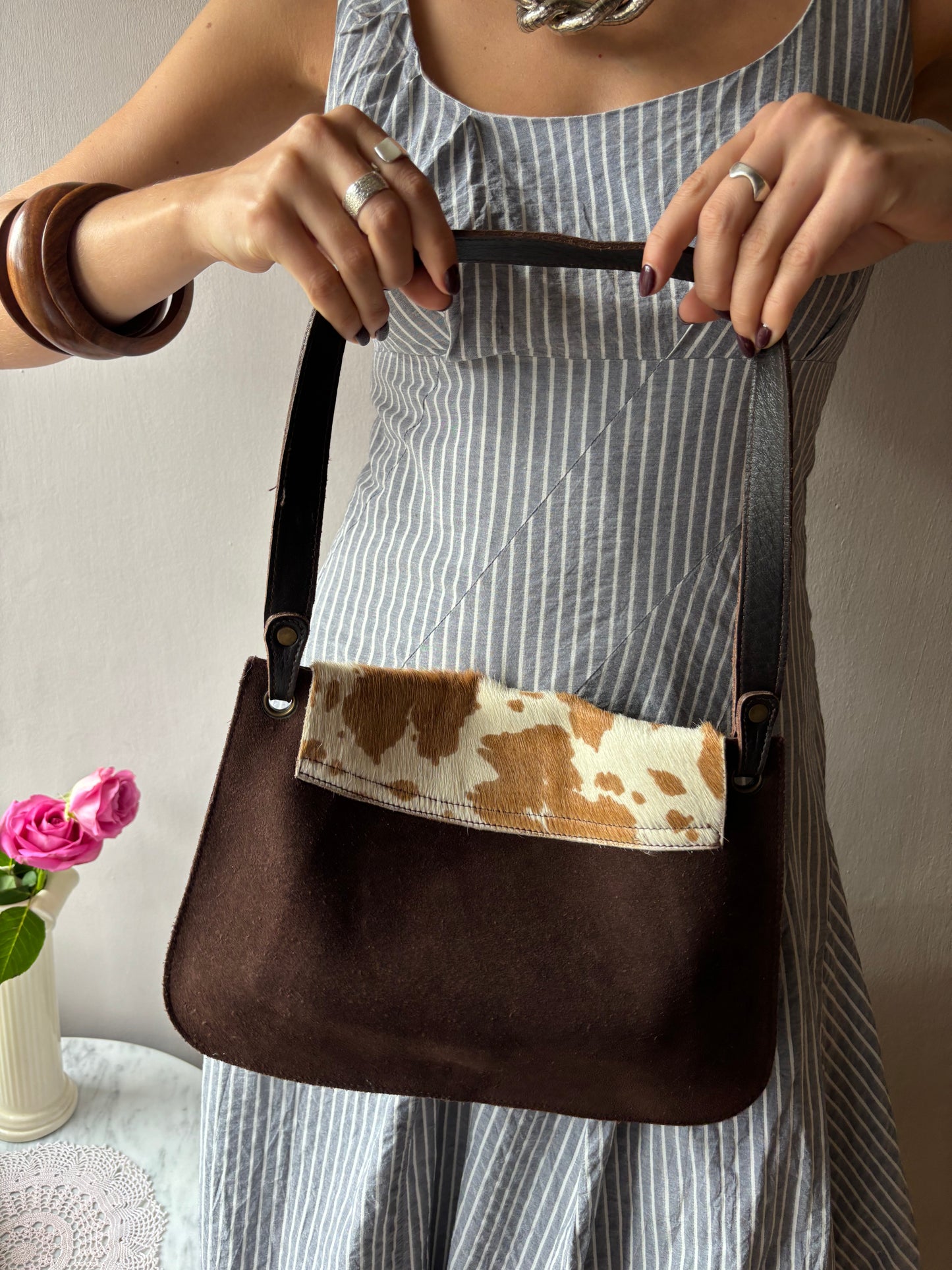 Torrens Pony Hair Cow Print Bag