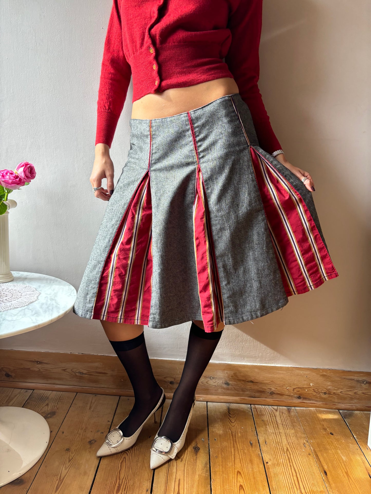 Fornarina Grey Pleated Skirt