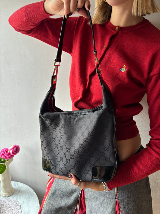 Gucci Black Monogram Shoulder Bag