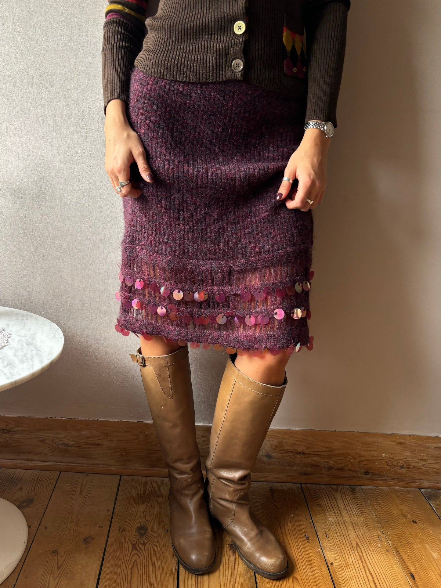 Christian Lacroix Purple Knit Skirt