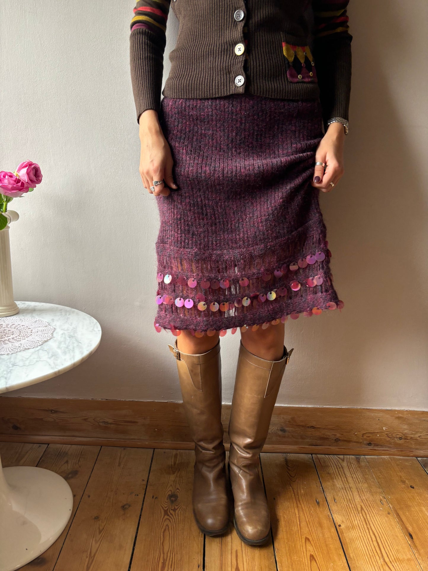 Christian Lacroix Purple Knit Skirt