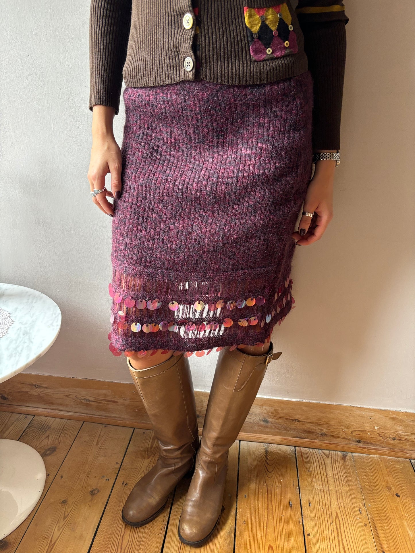 Christian Lacroix Purple Knit Skirt