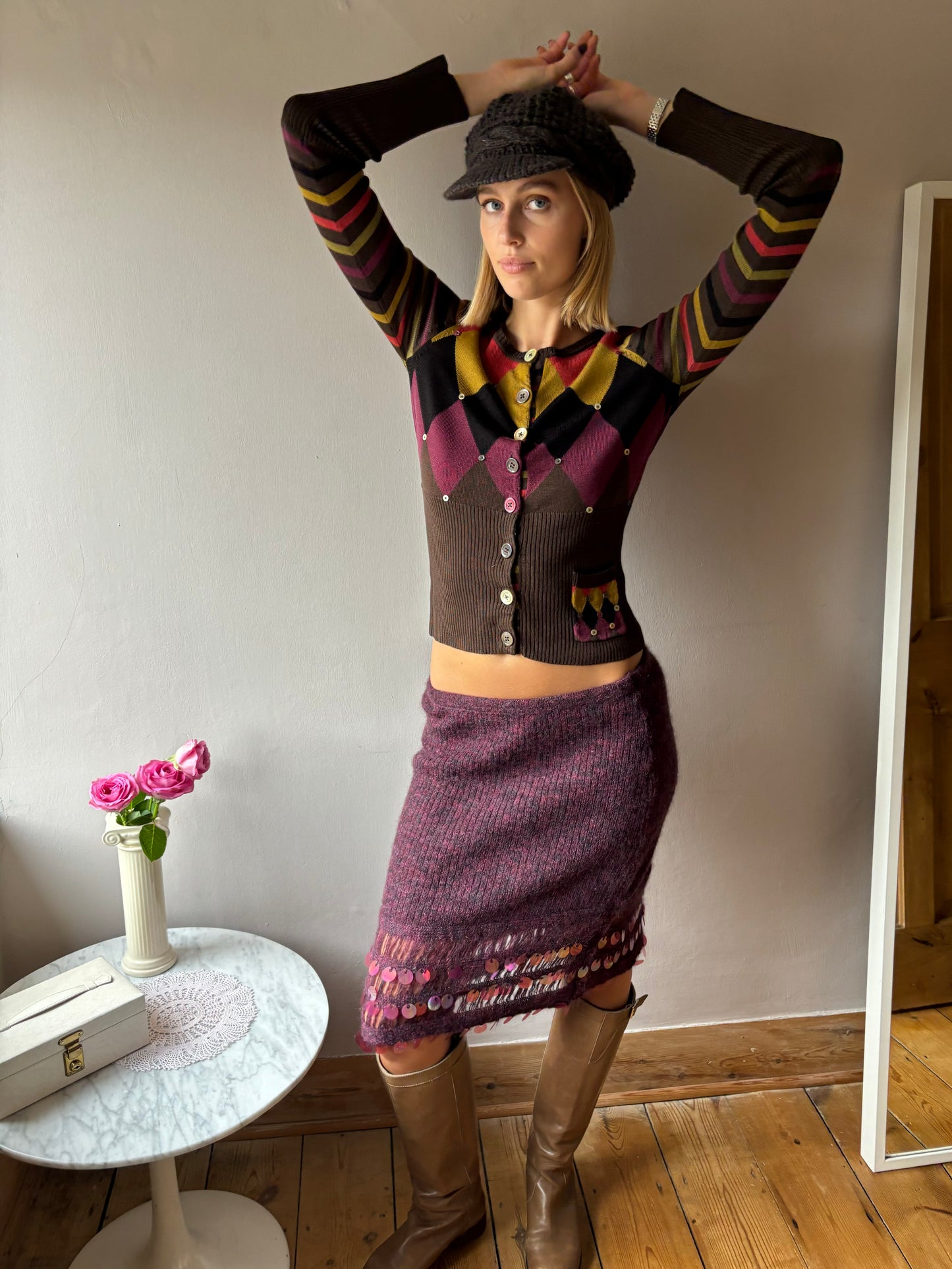 Christian Lacroix Purple Knit Skirt