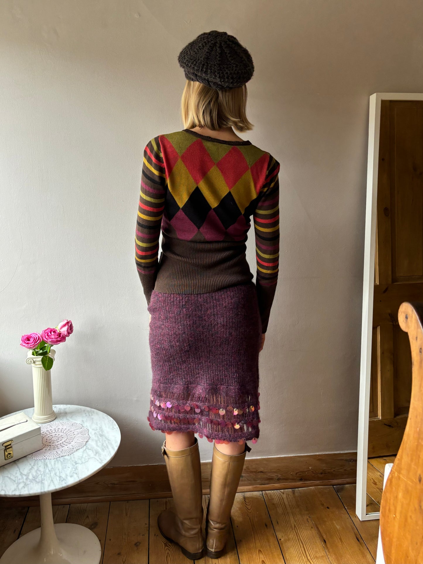 Christian Lacroix Purple Knit Skirt