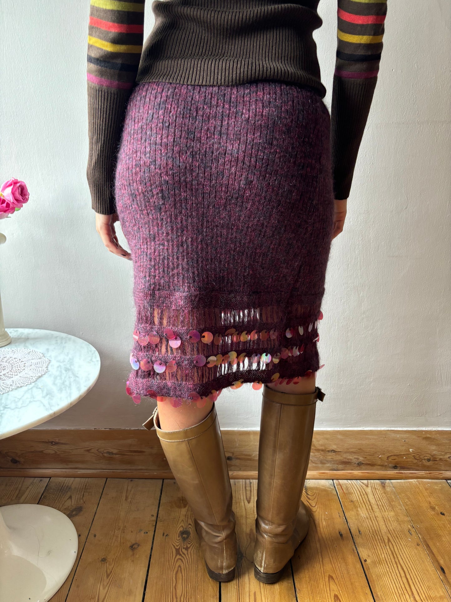 Christian Lacroix Purple Knit Skirt