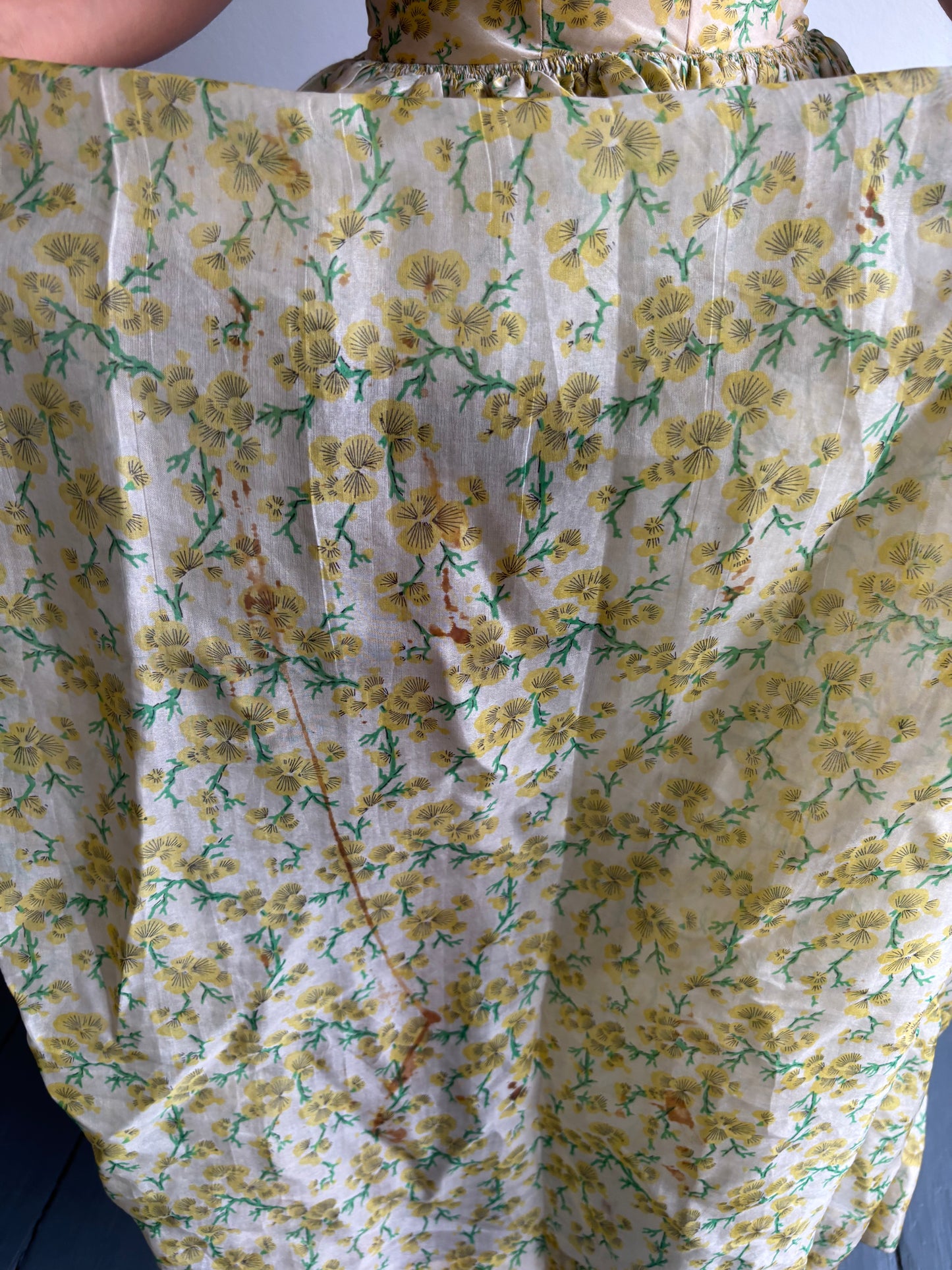 Vintage 1950s Yellow Flower Ball Gown