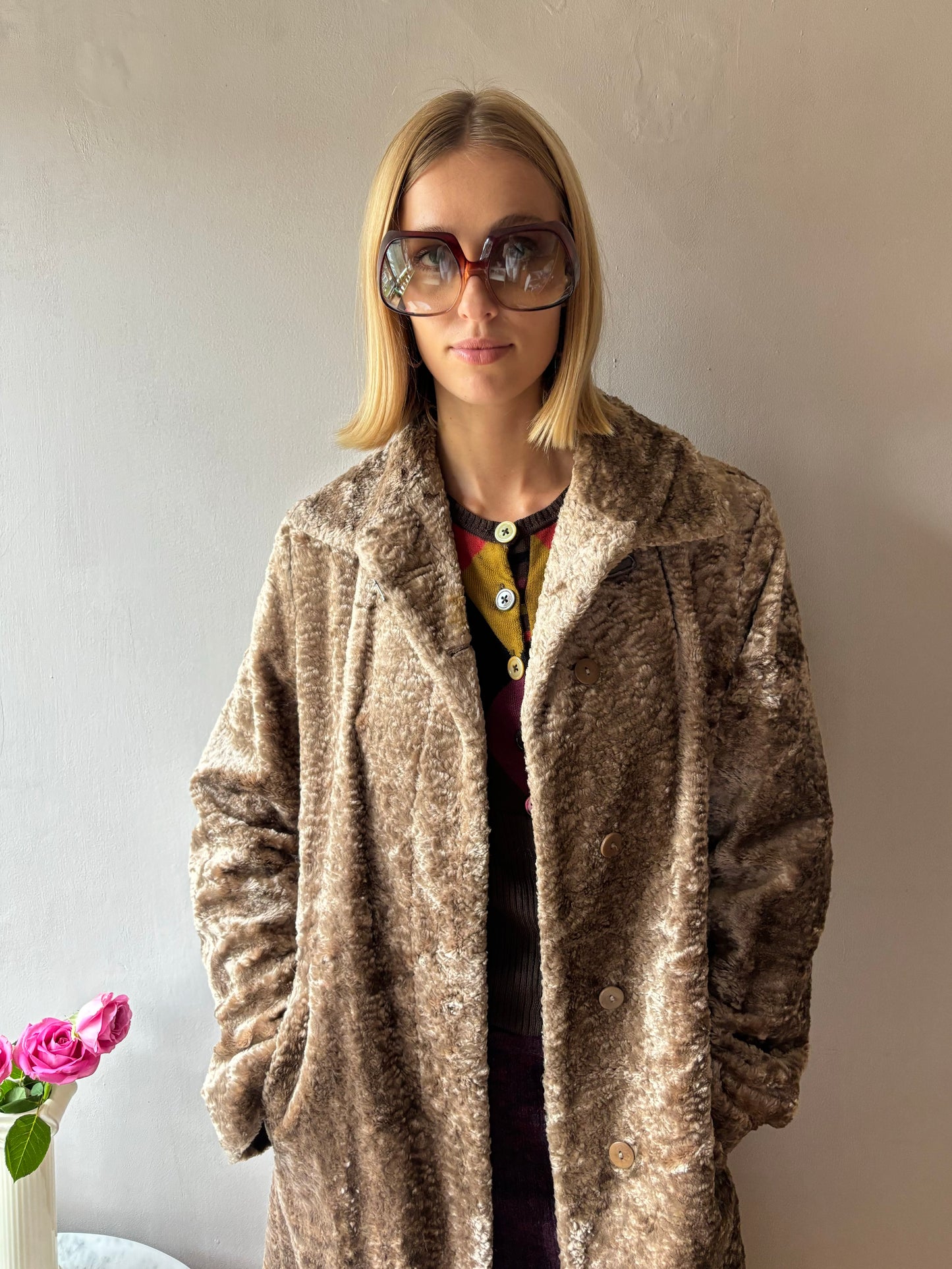 Sisley Brown Faux Fur Coat