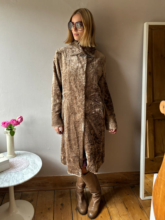 Sisley Brown Faux Fur Coat