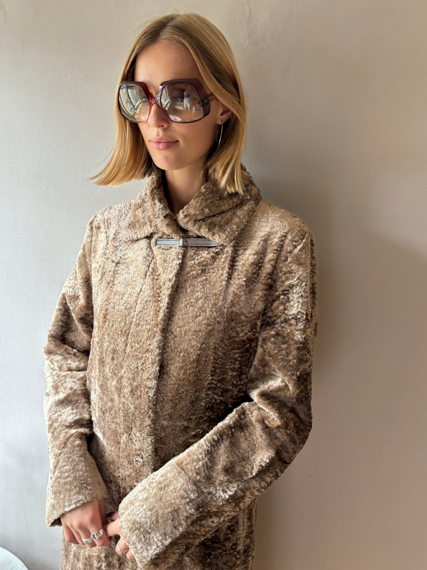 Sisley Brown Faux Fur Coat