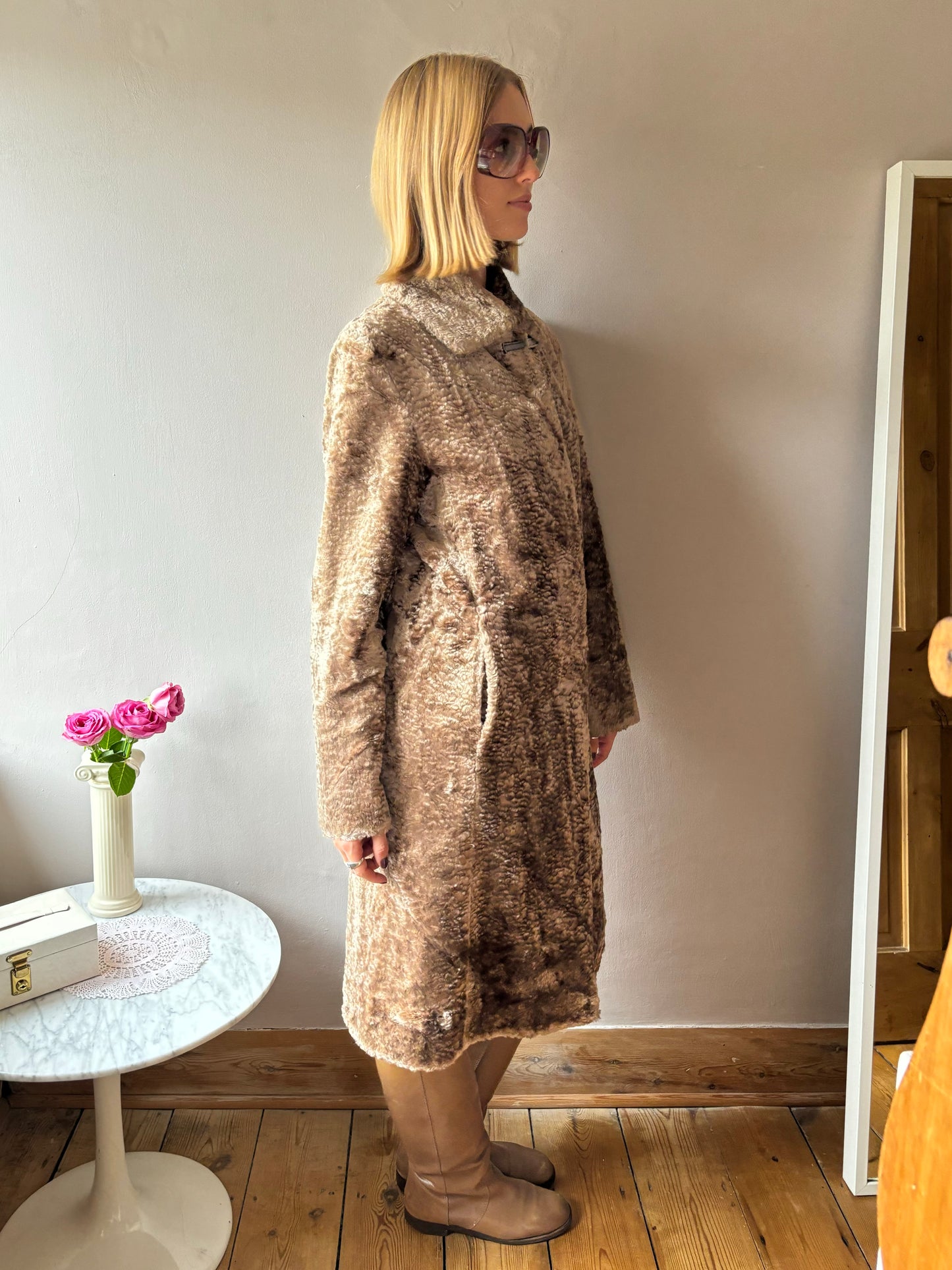 Sisley Brown Faux Fur Coat