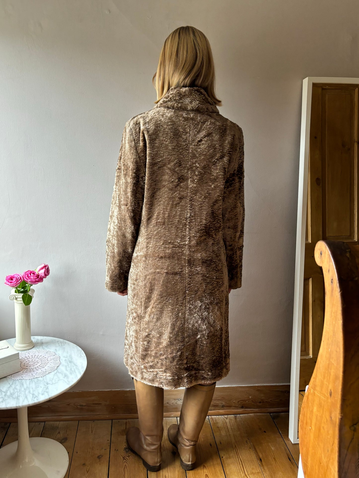 Sisley Brown Faux Fur Coat