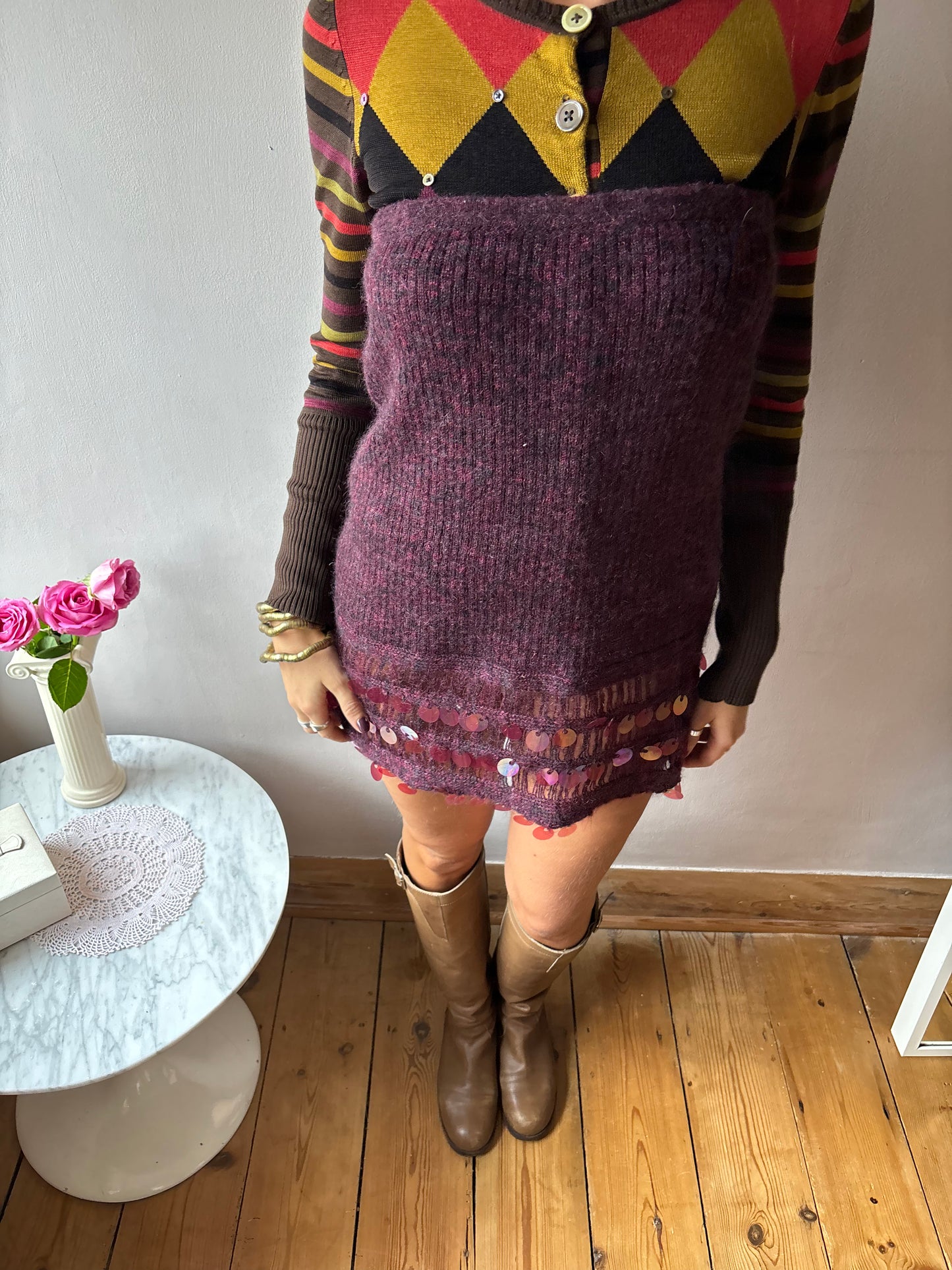 Christian Lacroix Purple Knit Skirt