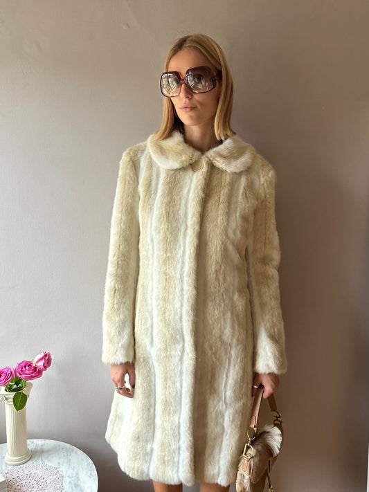 Wallace Sacks Cream Faux Fur Coat