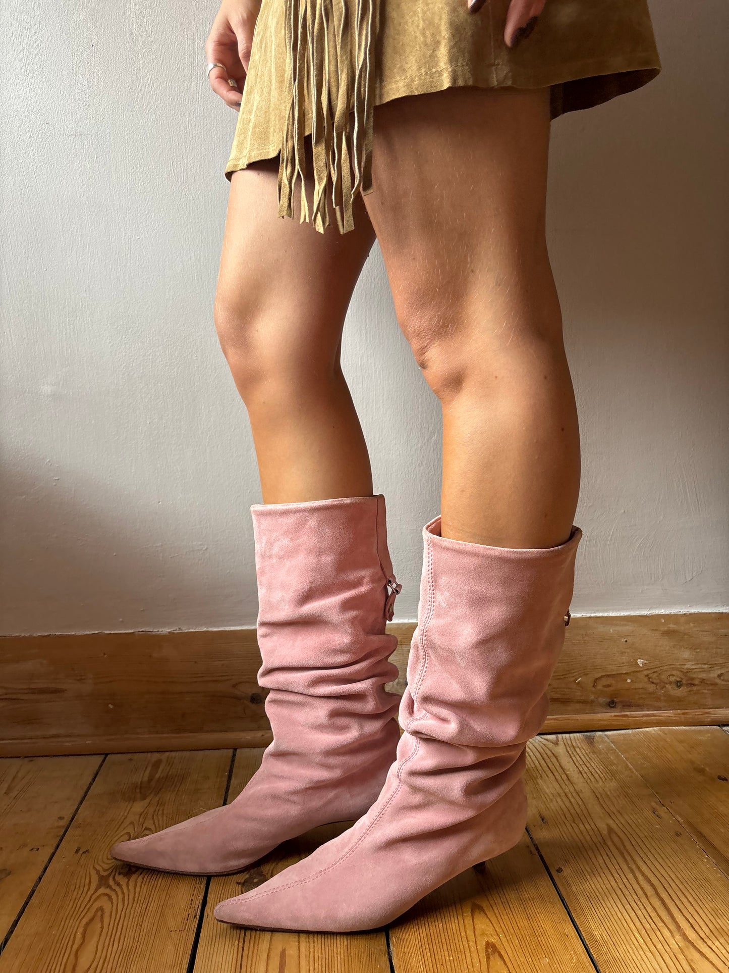 Karen Millen Pink Suede Boots