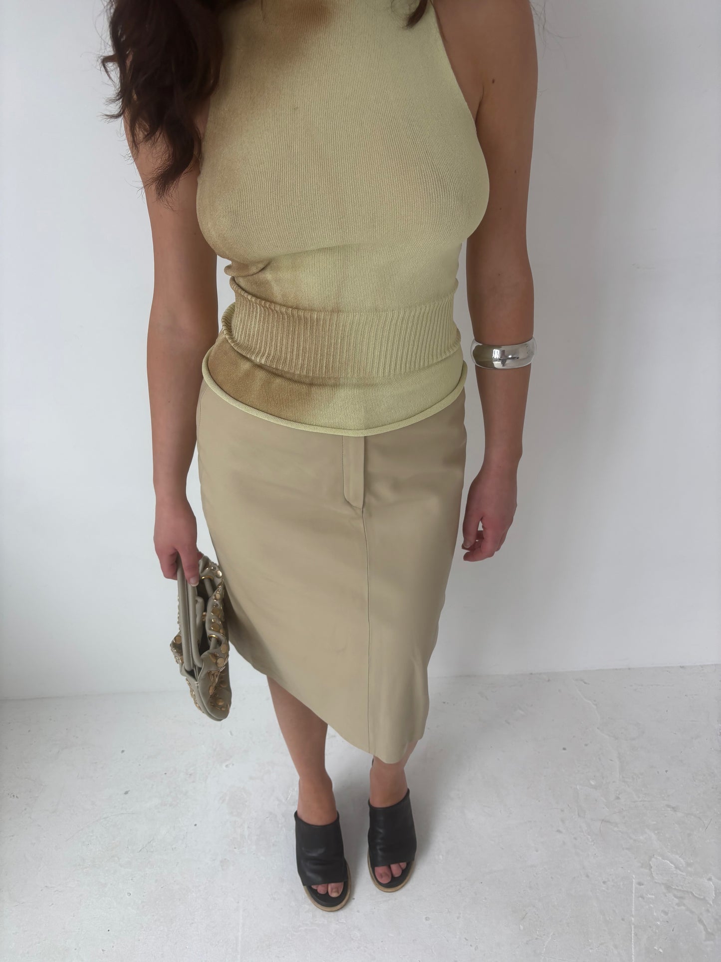 Harvey Nichols Butter Yellow Leather Skirt