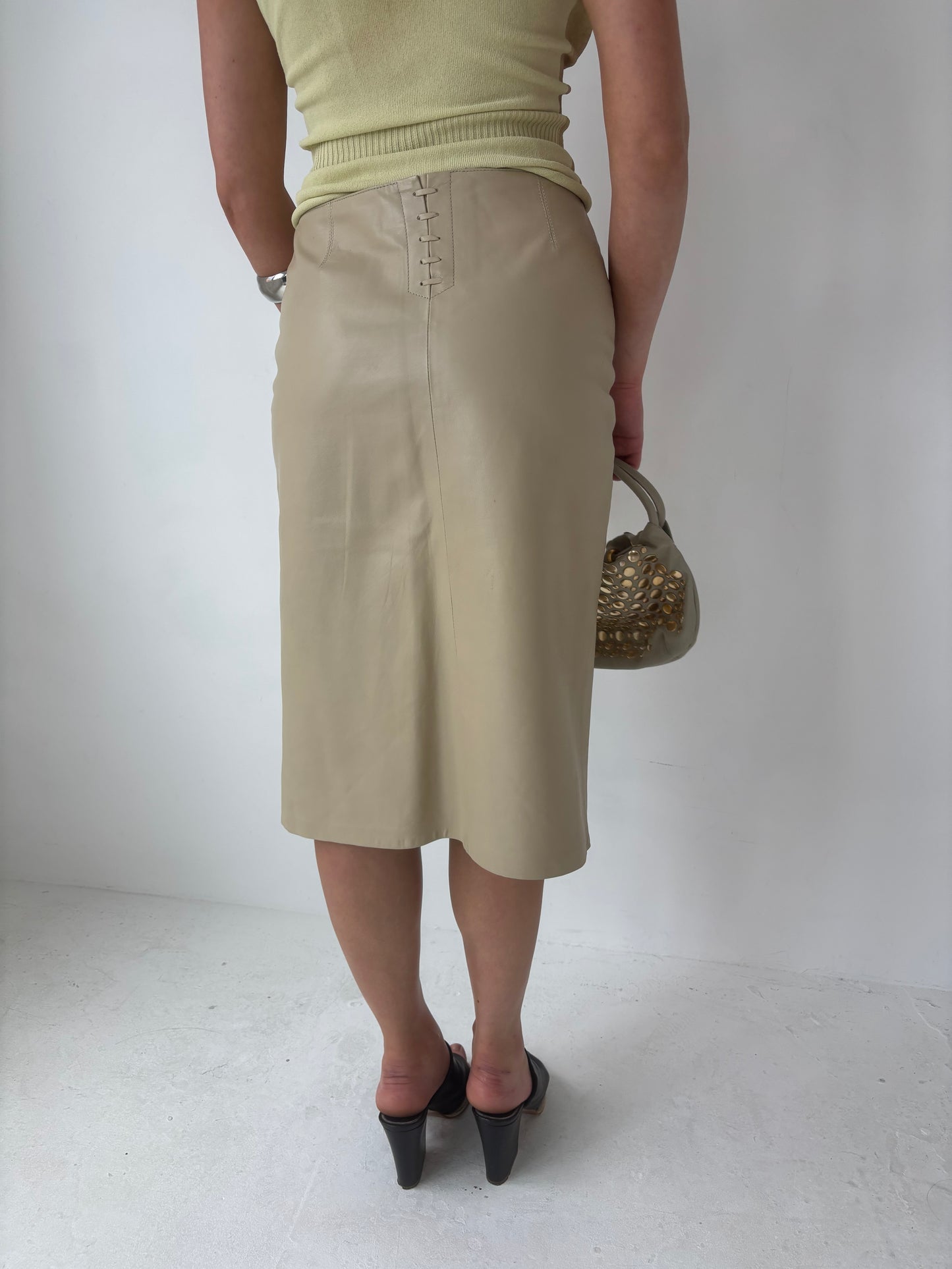 Harvey Nichols Butter Yellow Leather Skirt