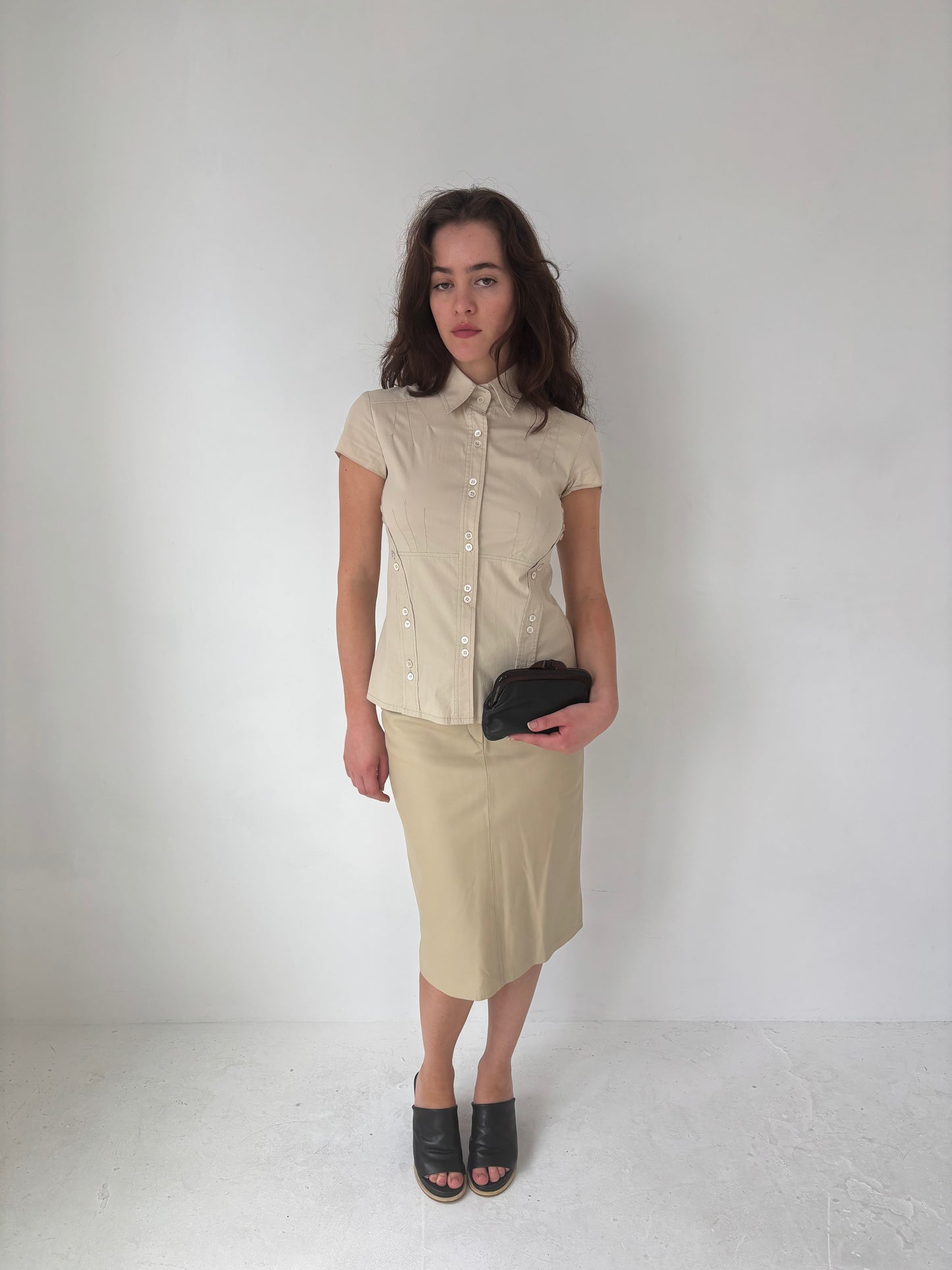 Harvey Nichols Butter Yellow Leather Skirt