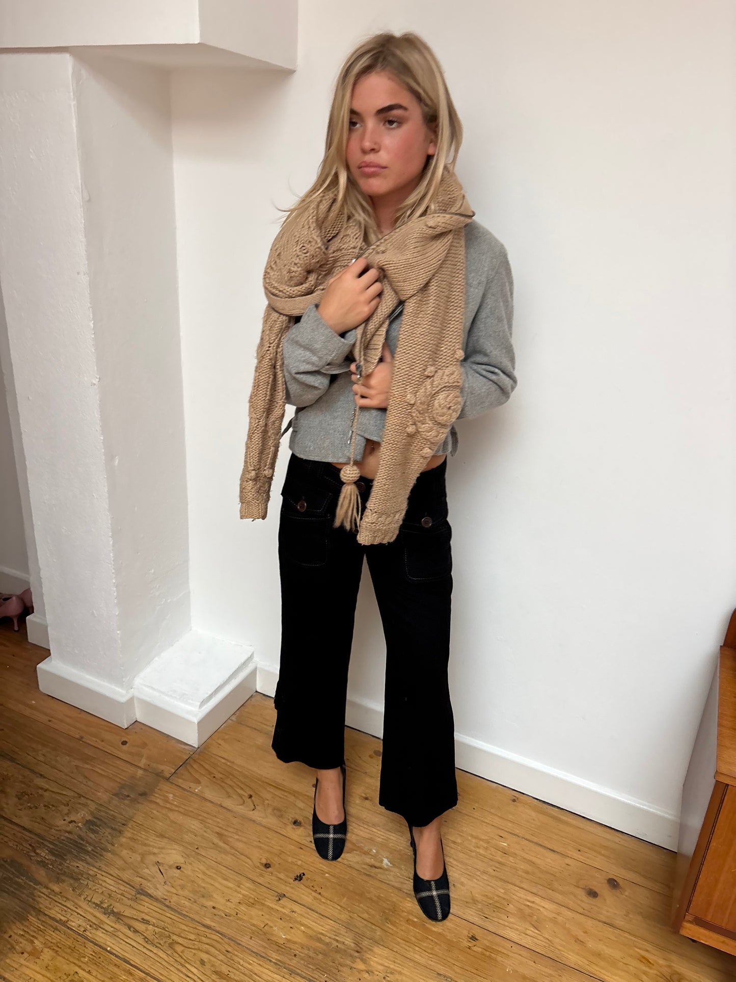 IKKS Beige Knit Cardigan