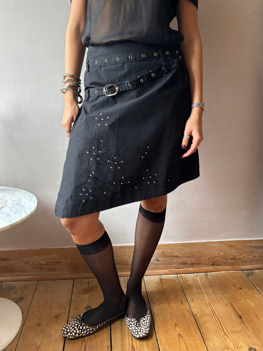 Vintage Black Belted Skirt