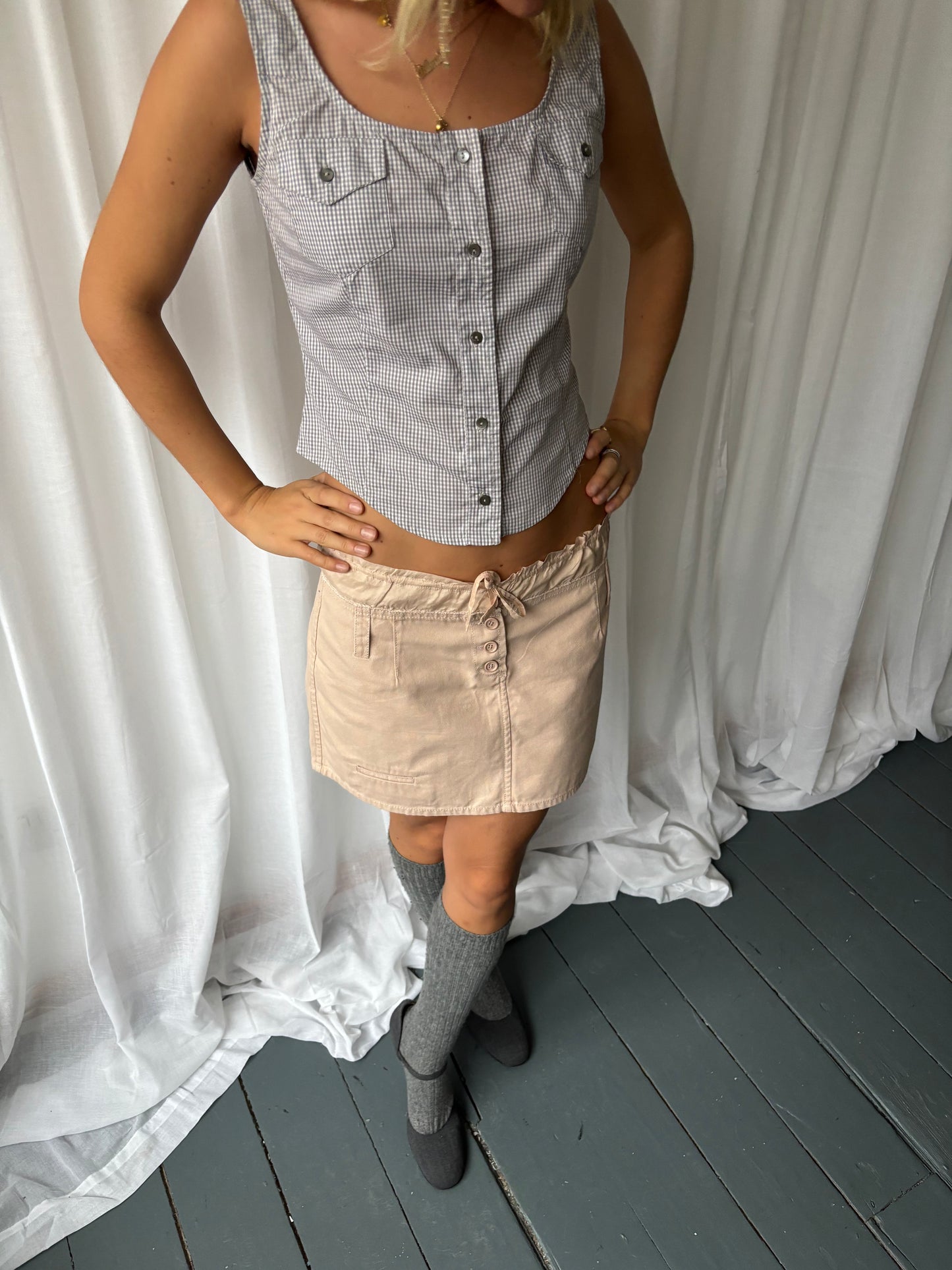 Miu Miu Grey Gingham Corset