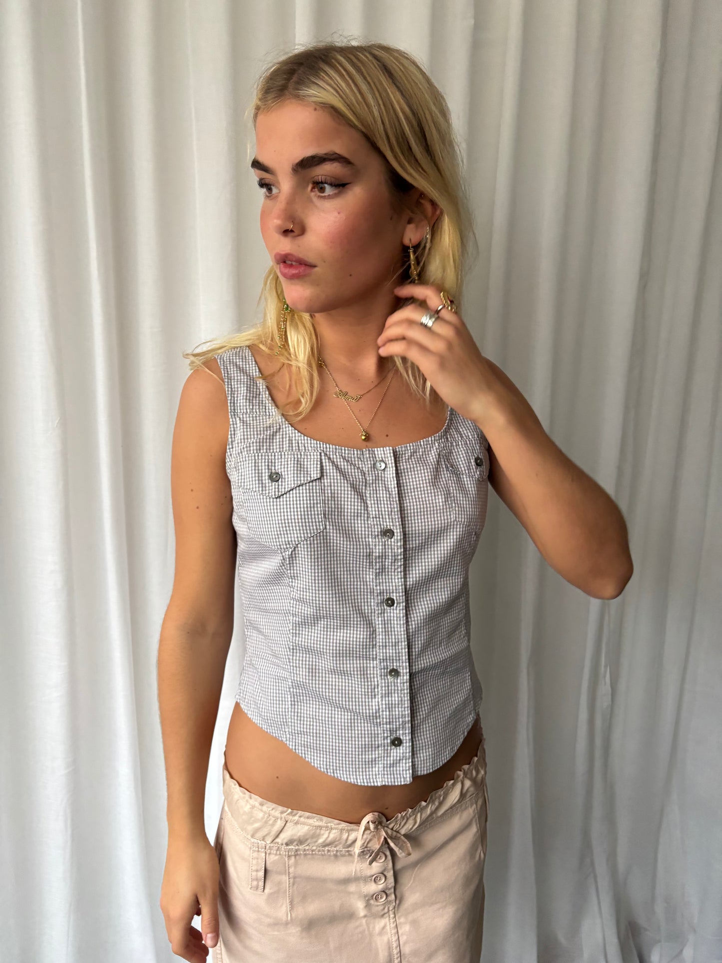 Miu Miu Grey Gingham Corset