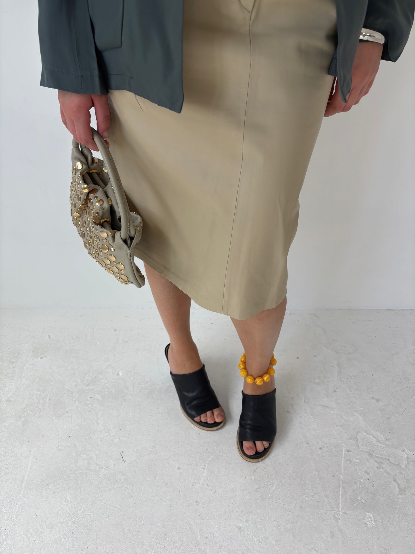 Harvey Nichols Butter Yellow Leather Skirt