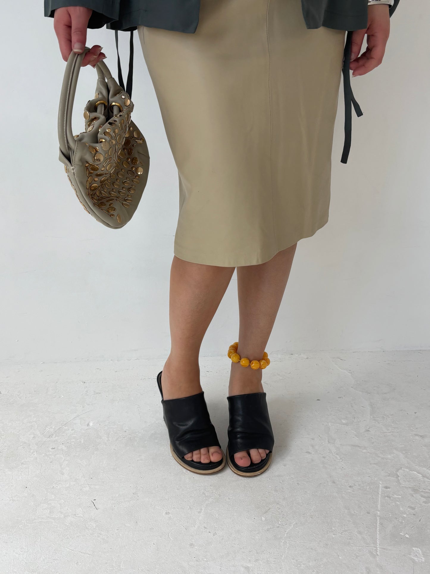 Harvey Nichols Butter Yellow Leather Skirt