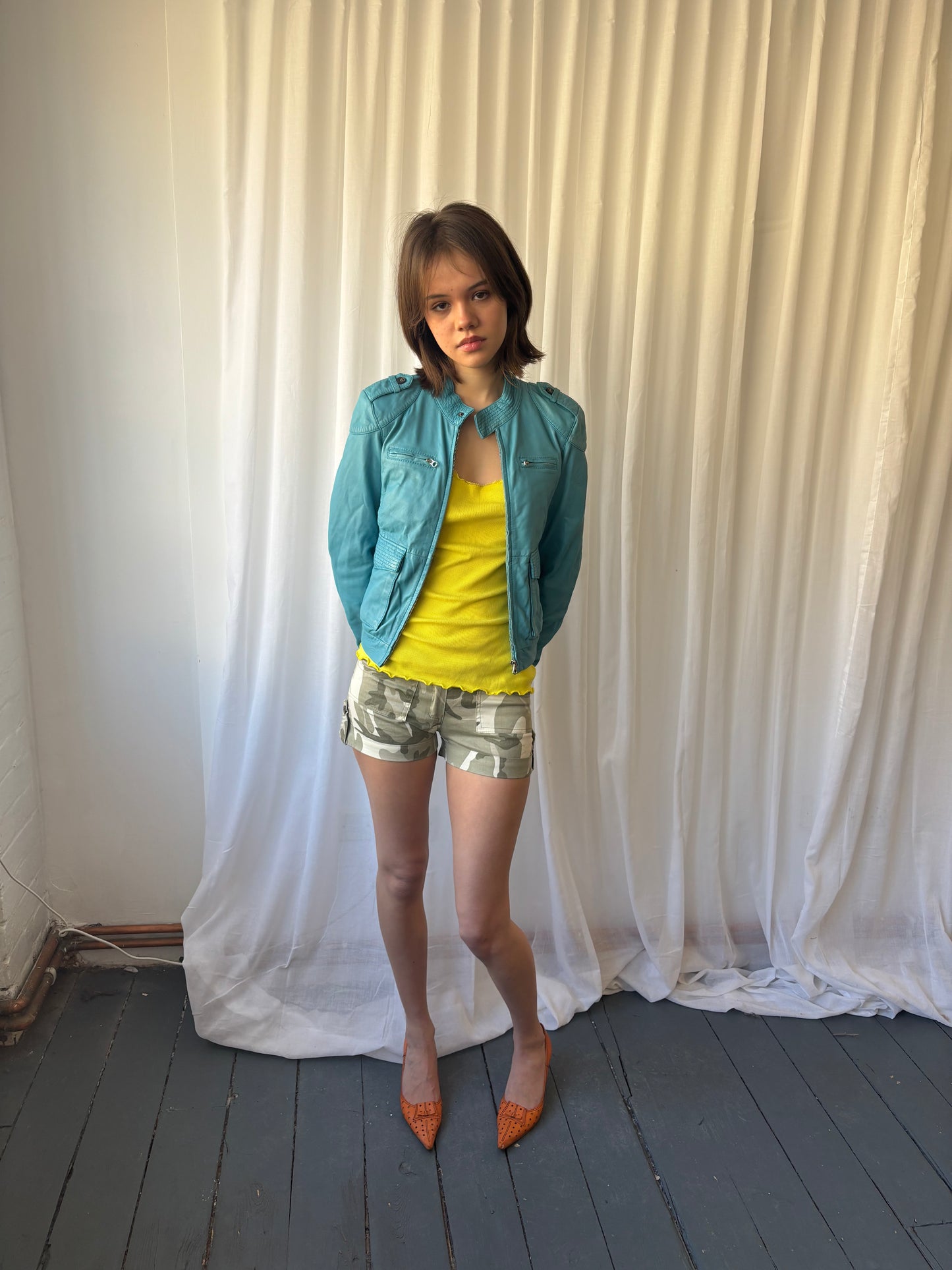 Napapijri Turquoise Leather Jacket