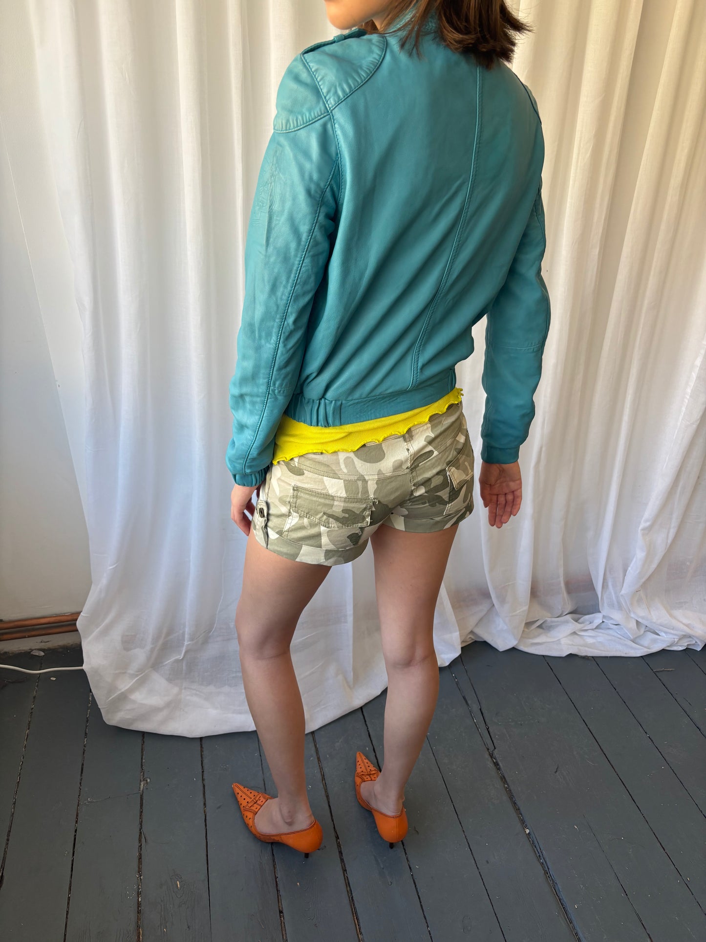 Napapijri Turquoise Leather Jacket