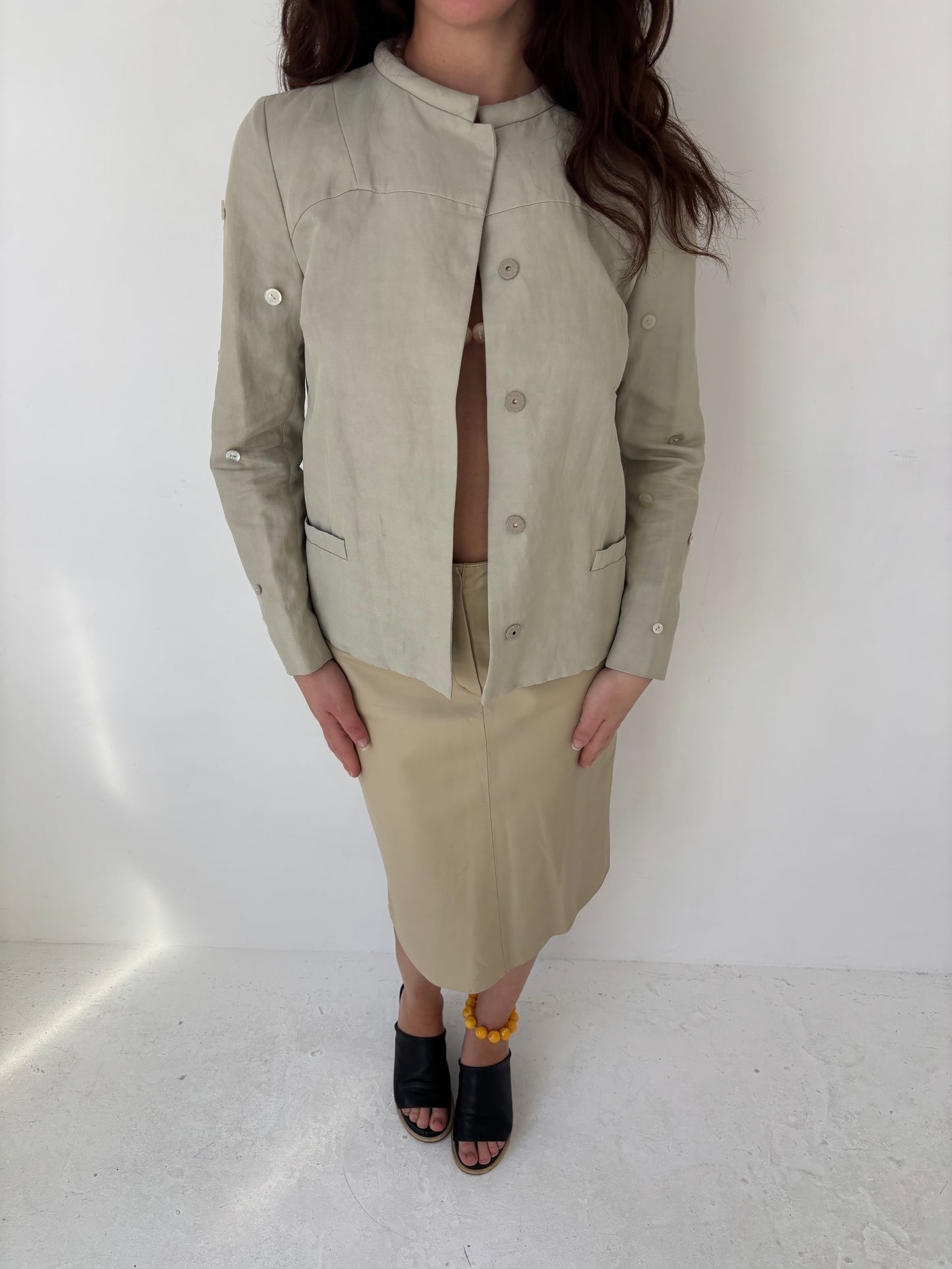 Harvey Nichols Butter Yellow Leather Skirt