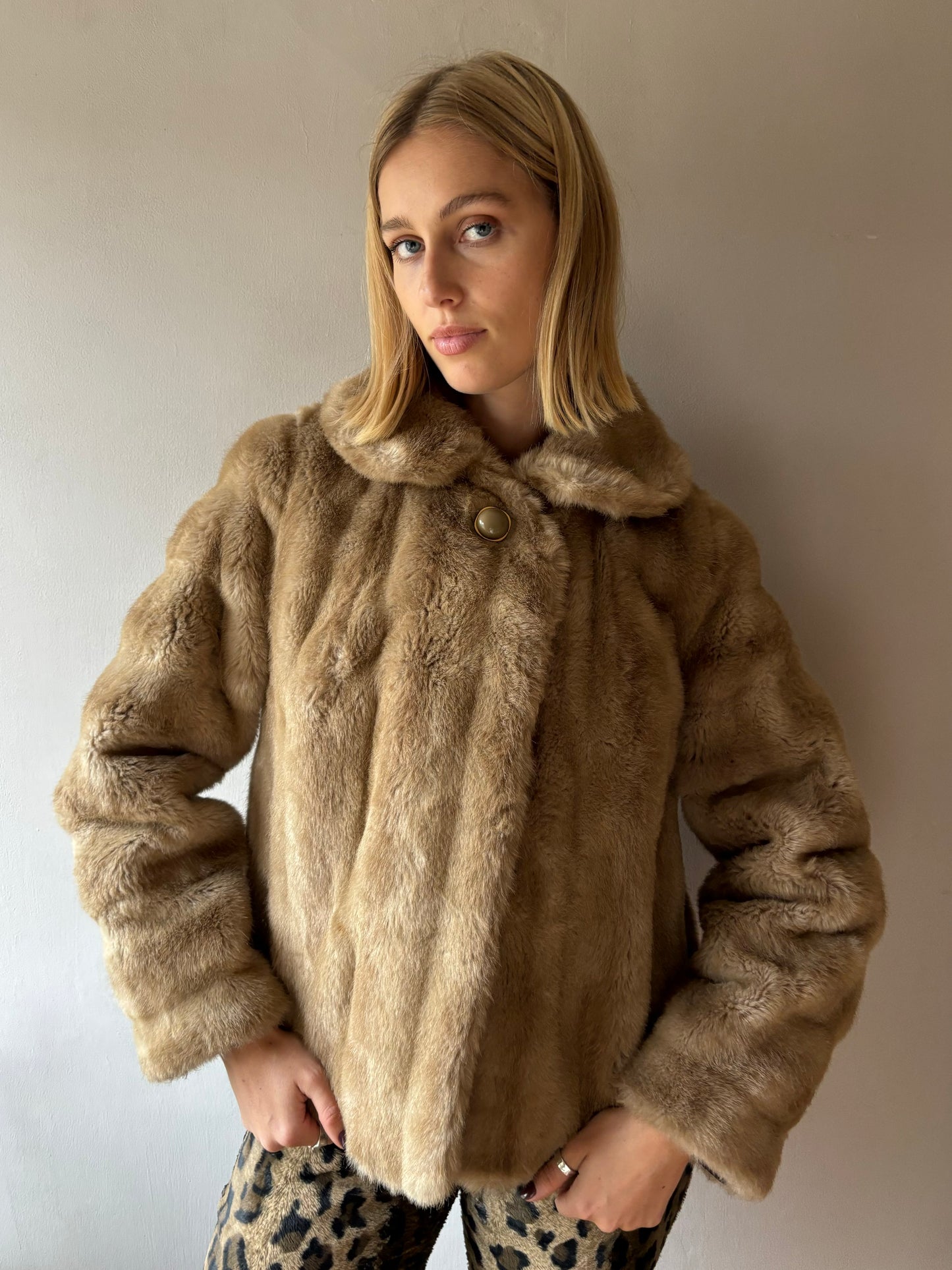 Tissavel Light Brown Faux Fur Coat