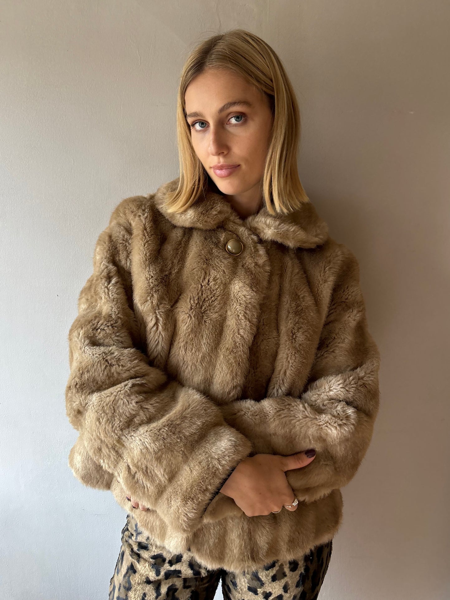 Tissavel Light Brown Faux Fur Coat