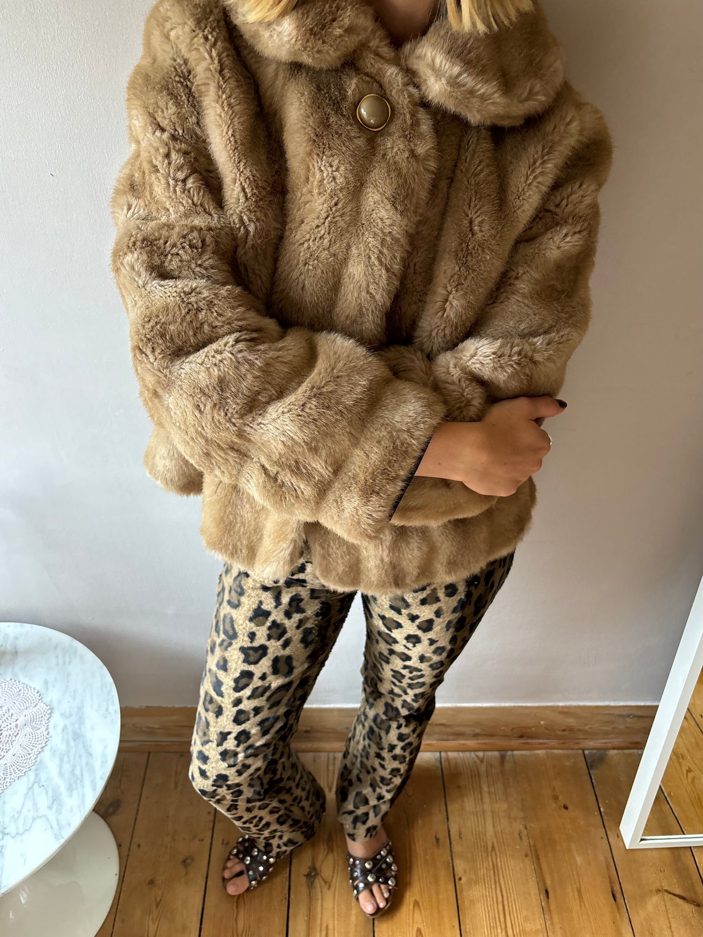 Tissavel Light Brown Faux Fur Coat