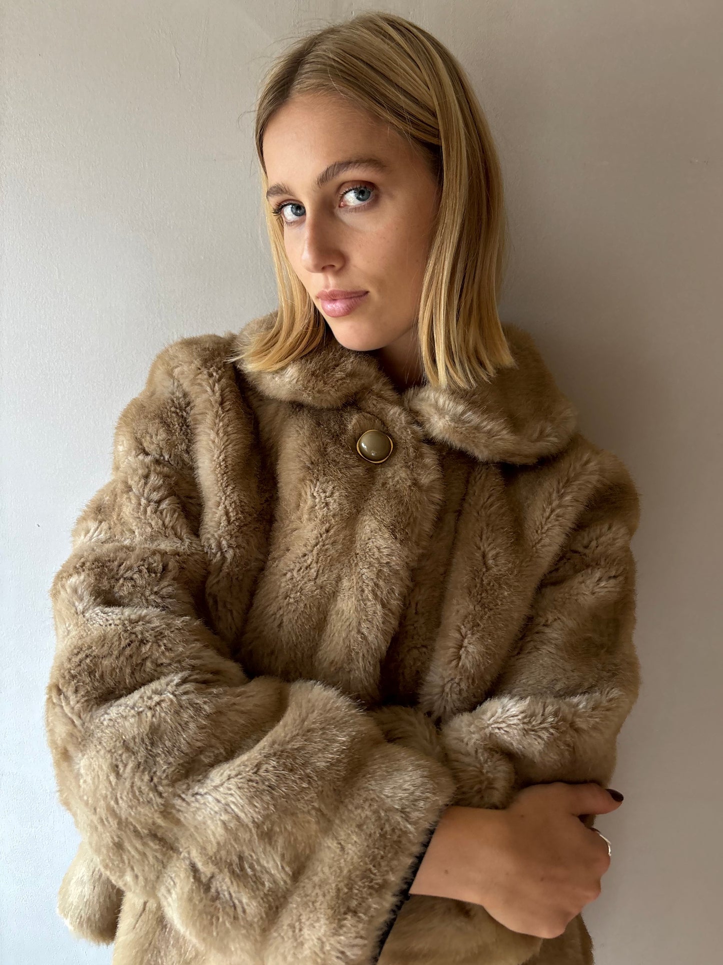 Tissavel Light Brown Faux Fur Coat