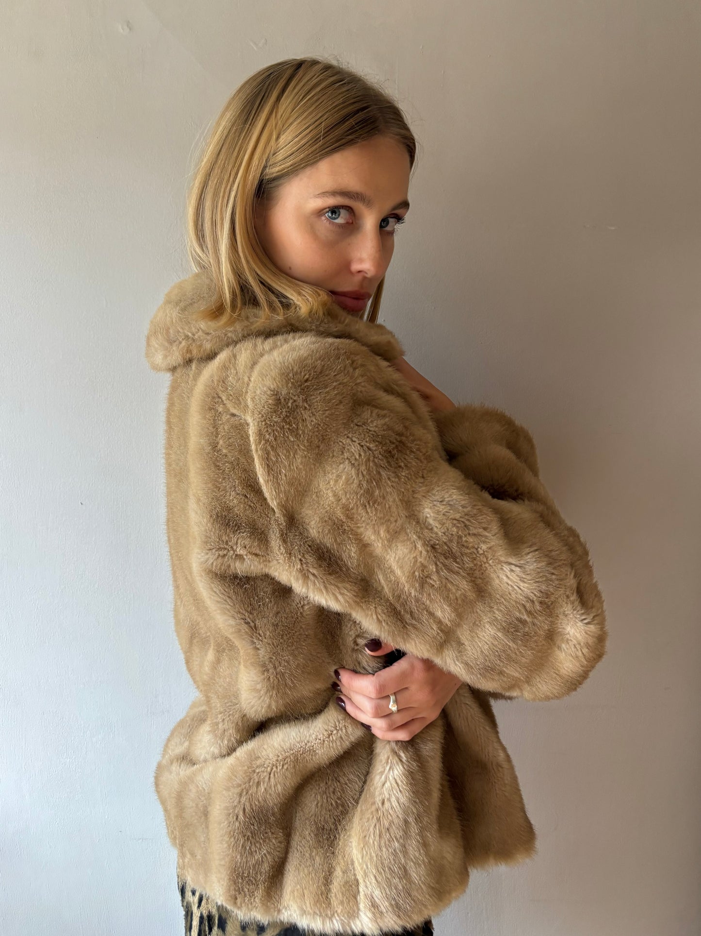 Tissavel Light Brown Faux Fur Coat