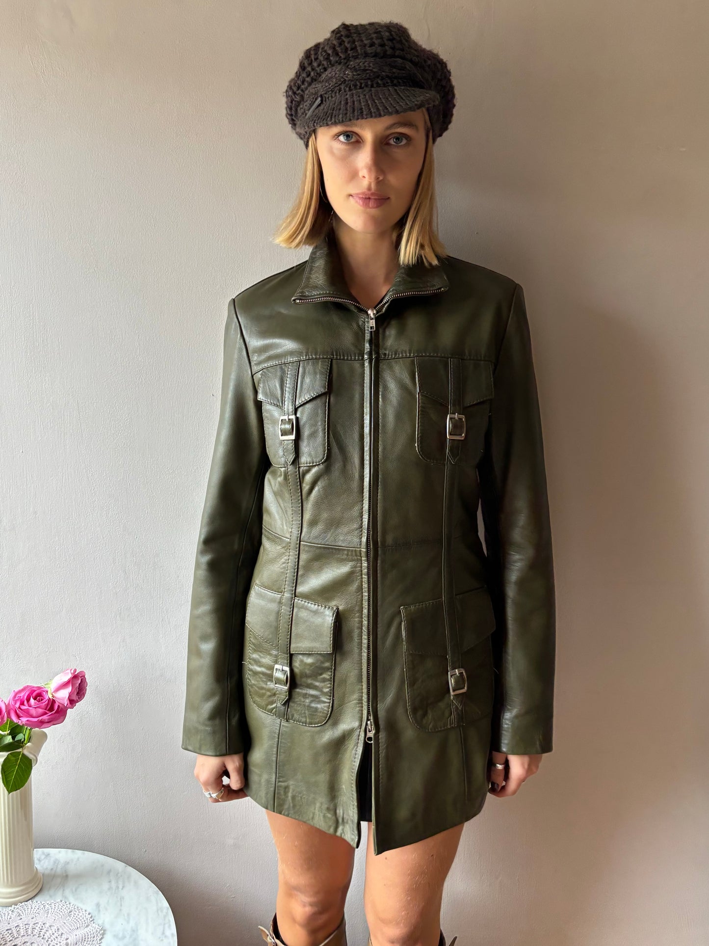 Carrie Hoxton Olive Leather Jacket