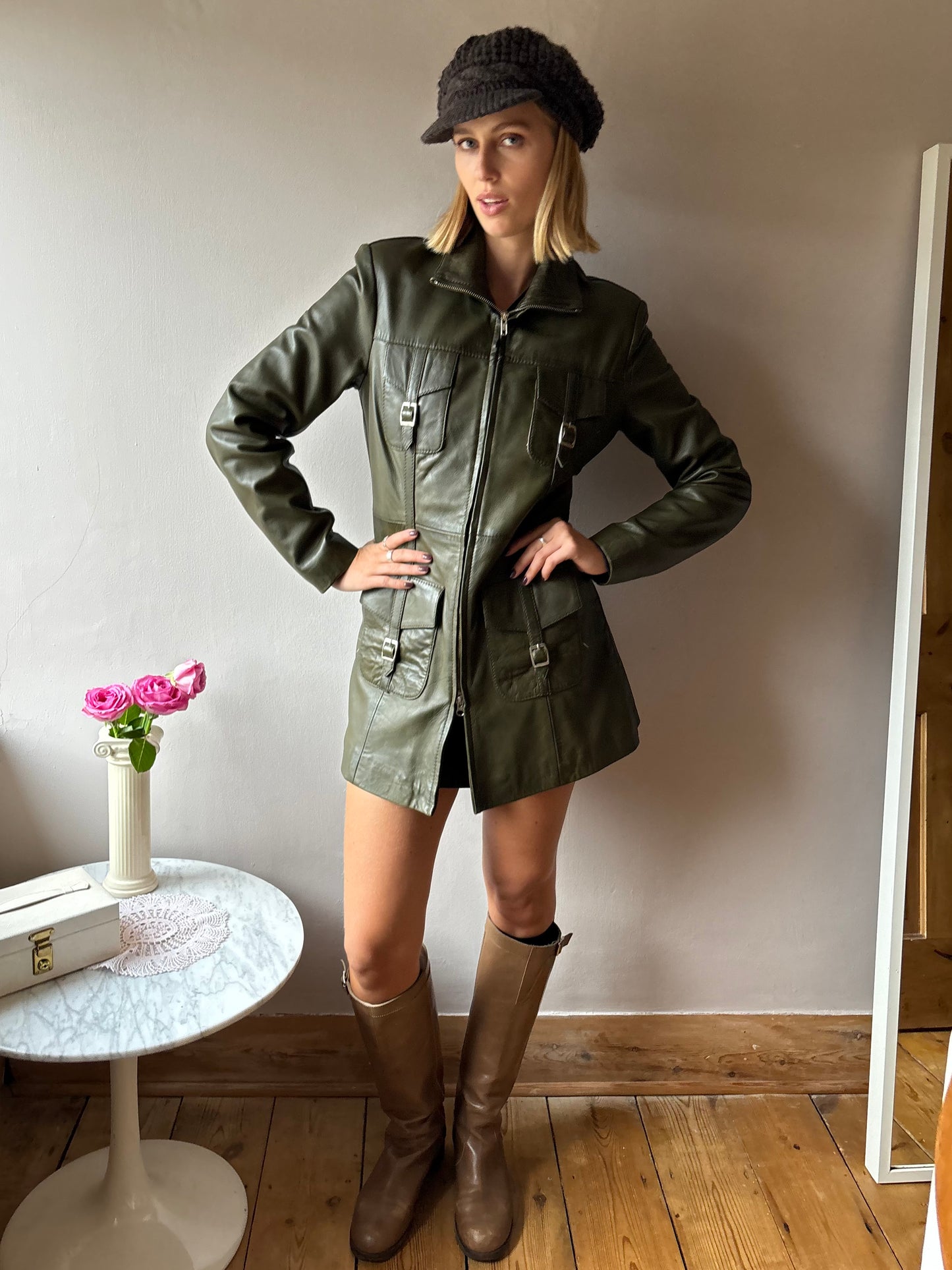 Carrie Hoxton Olive Leather Jacket