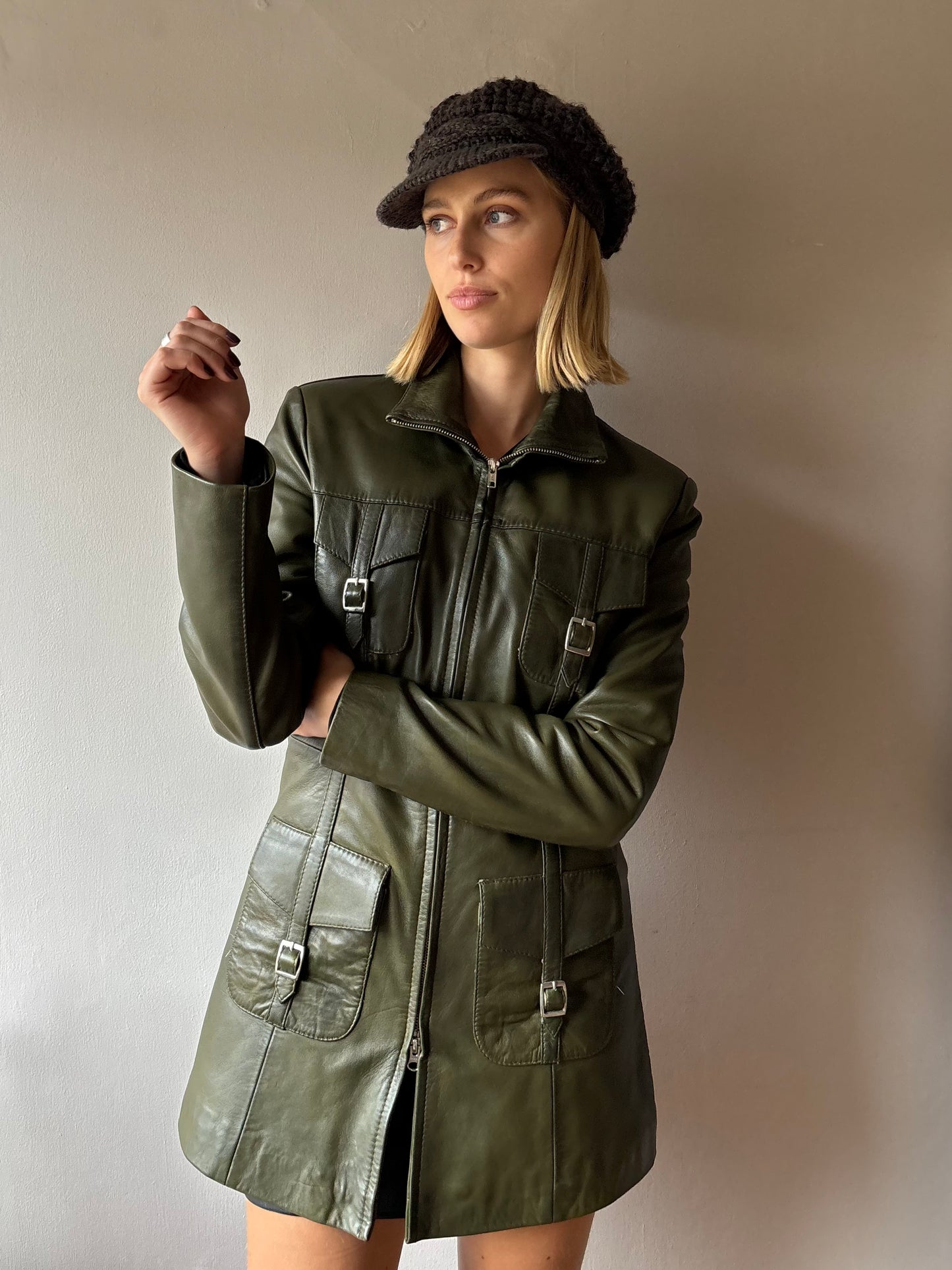 Carrie Hoxton Olive Leather Jacket