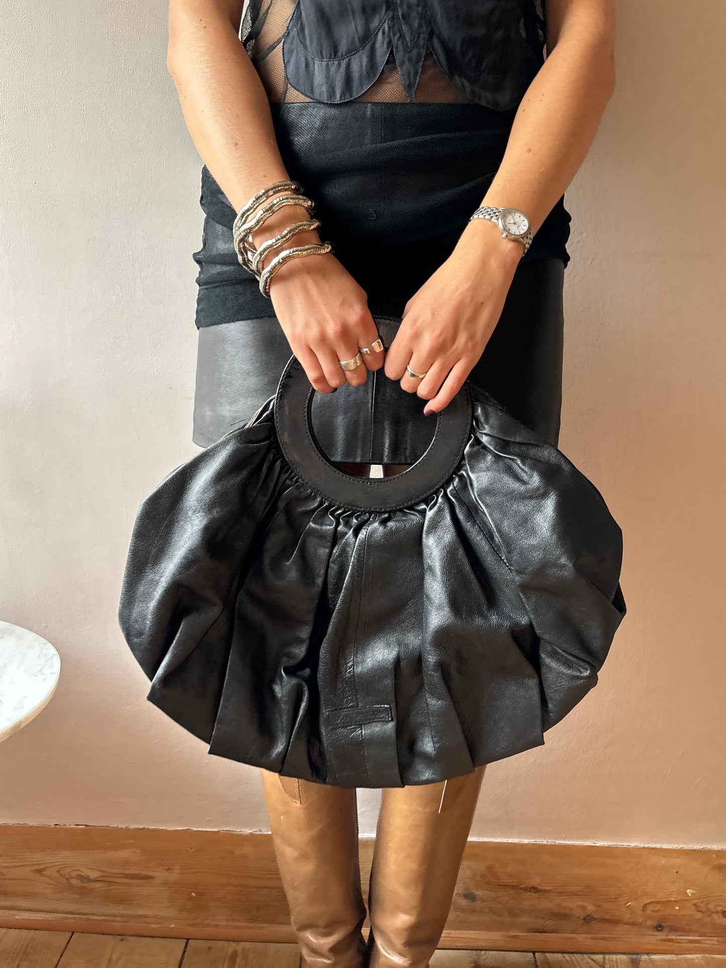 John Rocha Black Leather Bag