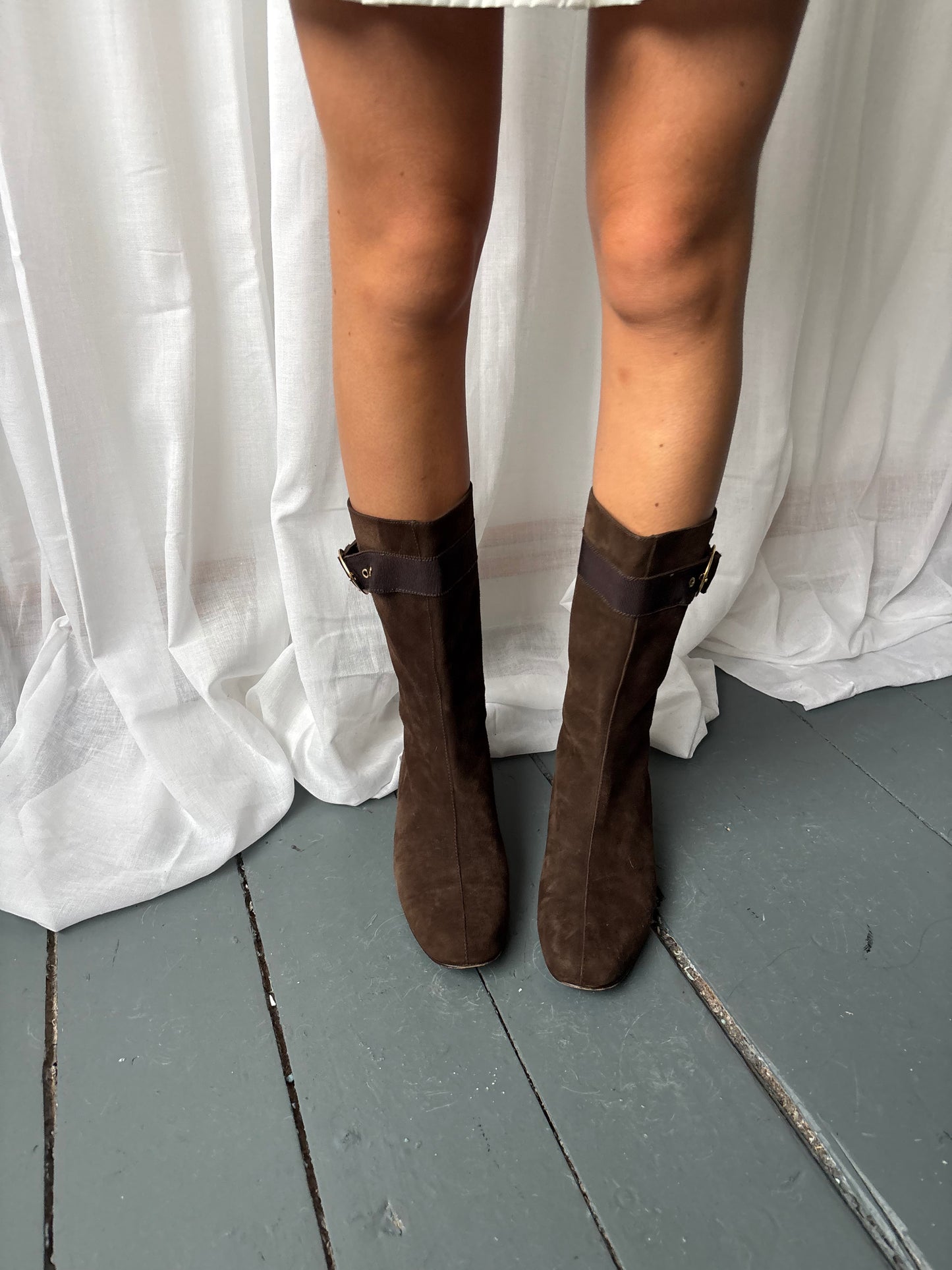 Alberta Ferretti Brown Suede Boots