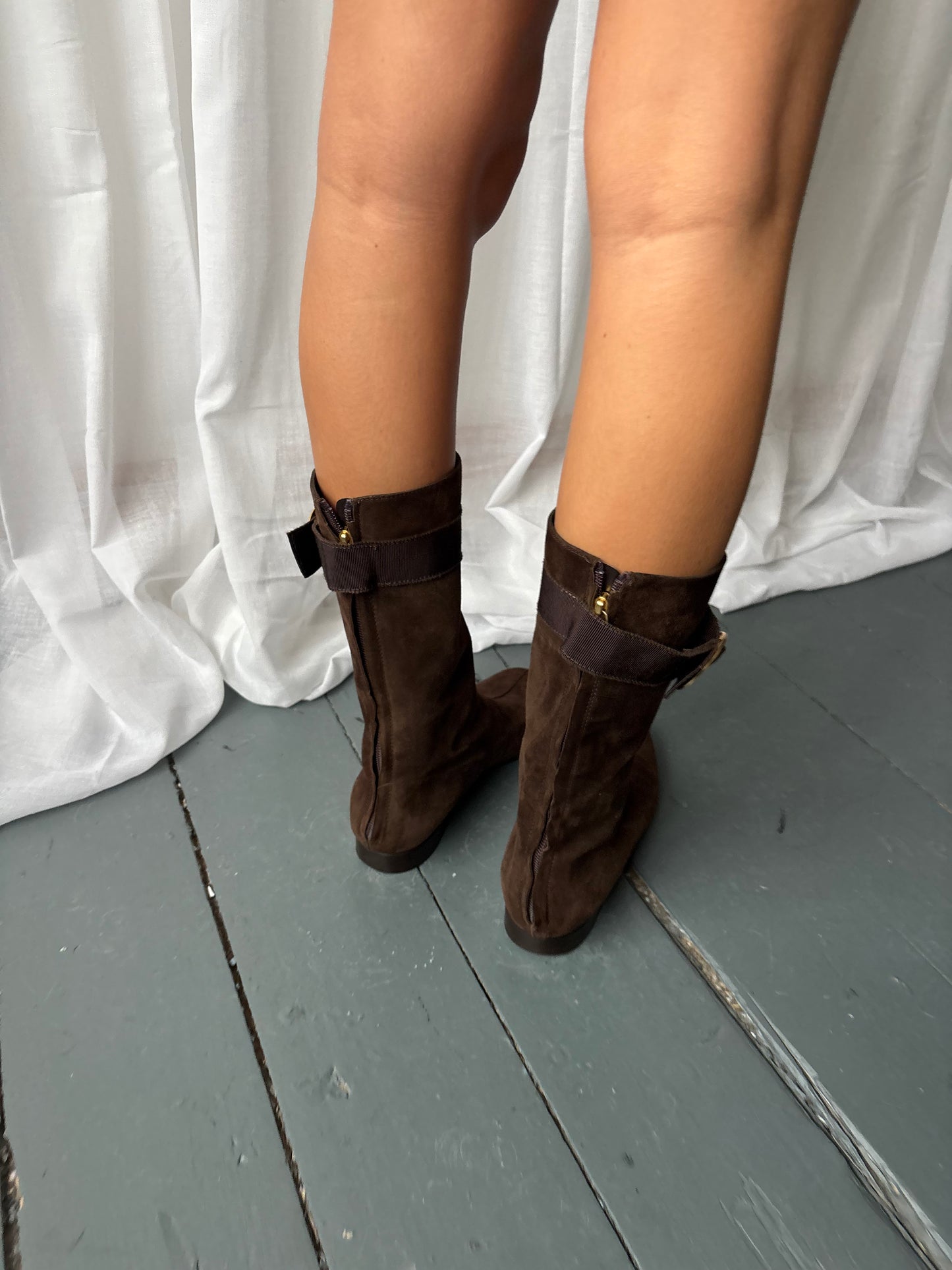 Alberta Ferretti Brown Suede Boots