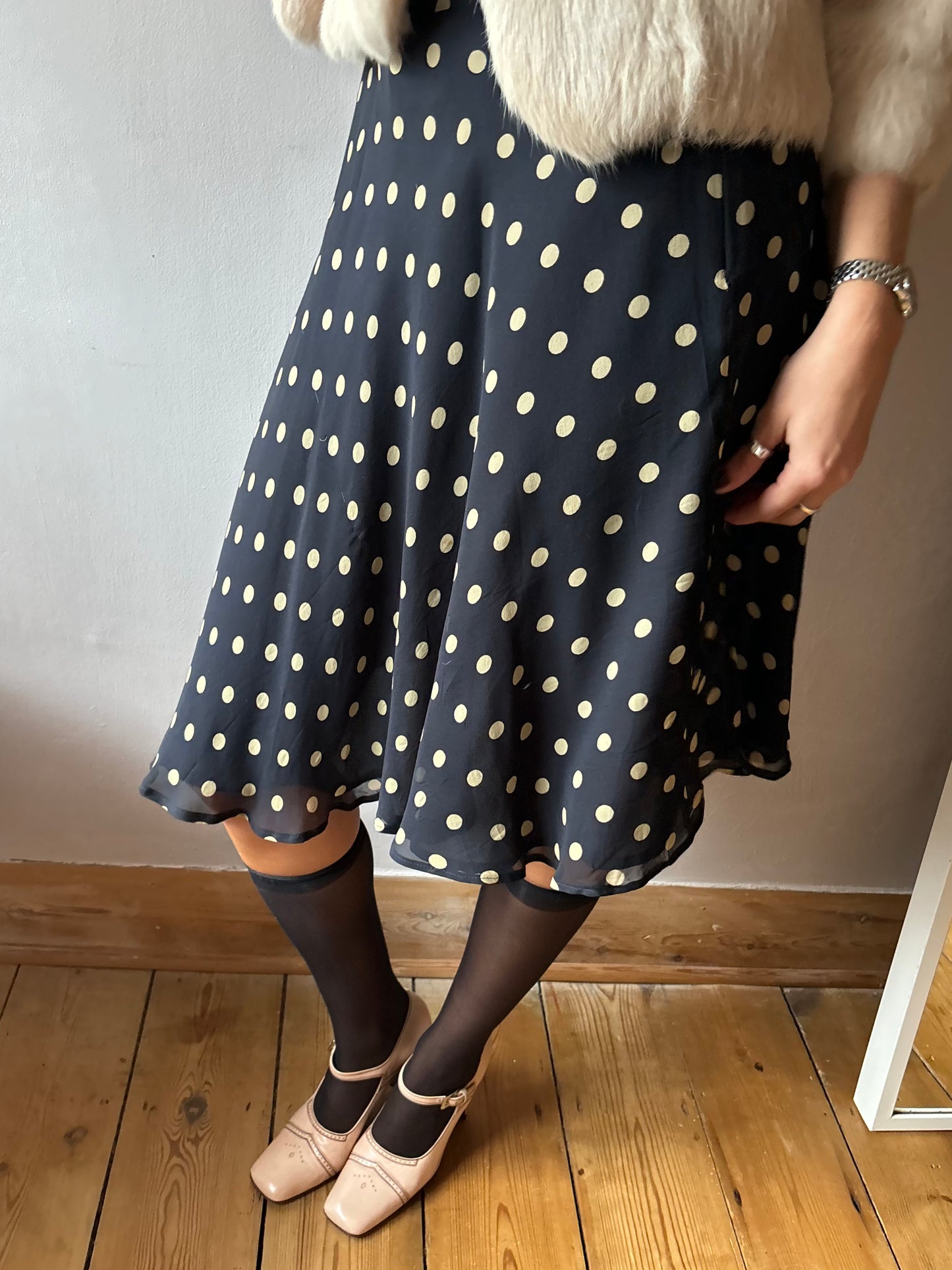 Max Mara Navy Polka Dot Skirt